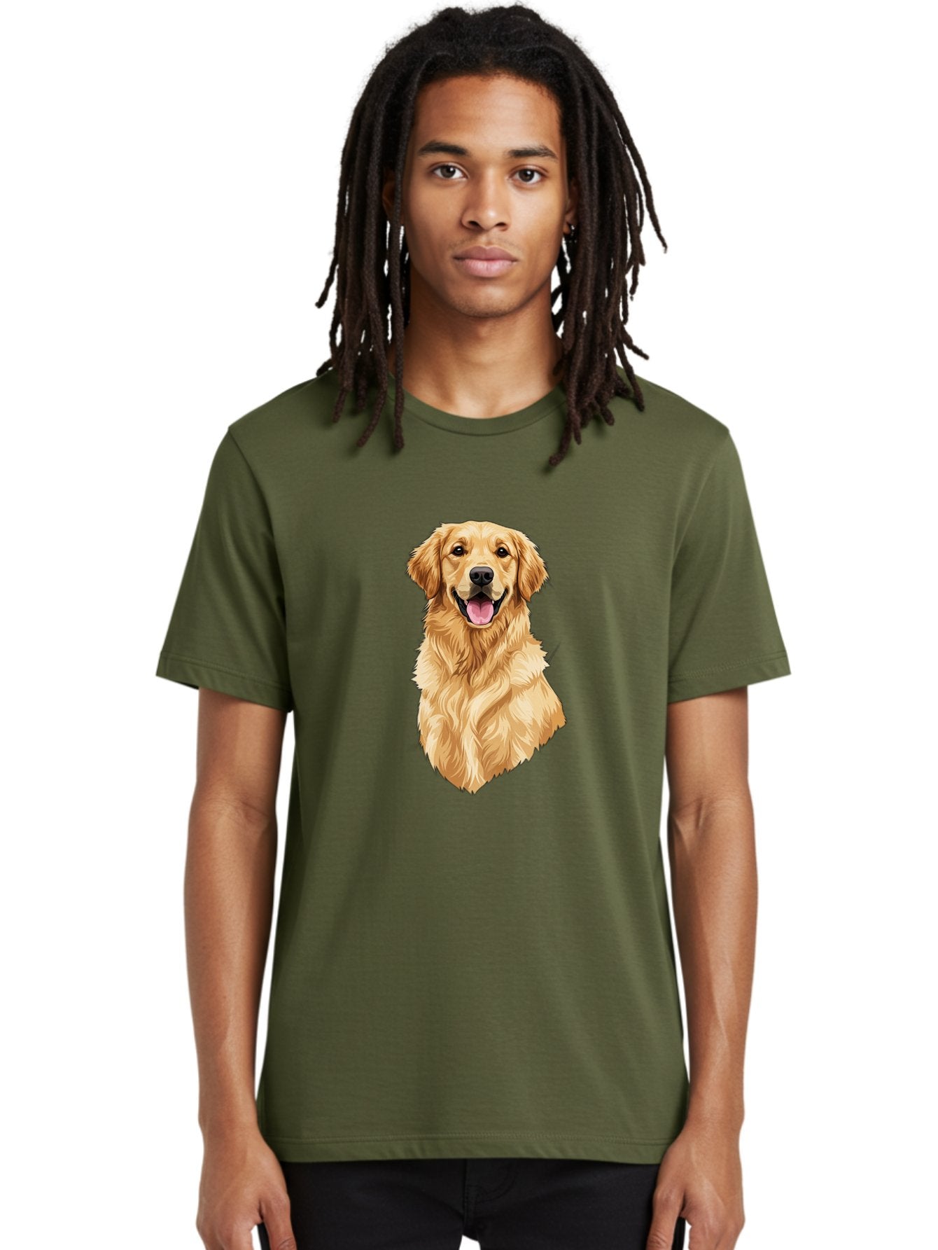 Golden-Retriever-3 Men'S Graphic Tee, 100% Cotton, Comfortable Casual Summer Wear, Machine Washable, Smiling Golden Retriever, Happy Dog, Friendly Pet, Golden Fur, Playful Animal, Lovable Companion, Canine Friend Bab977 26