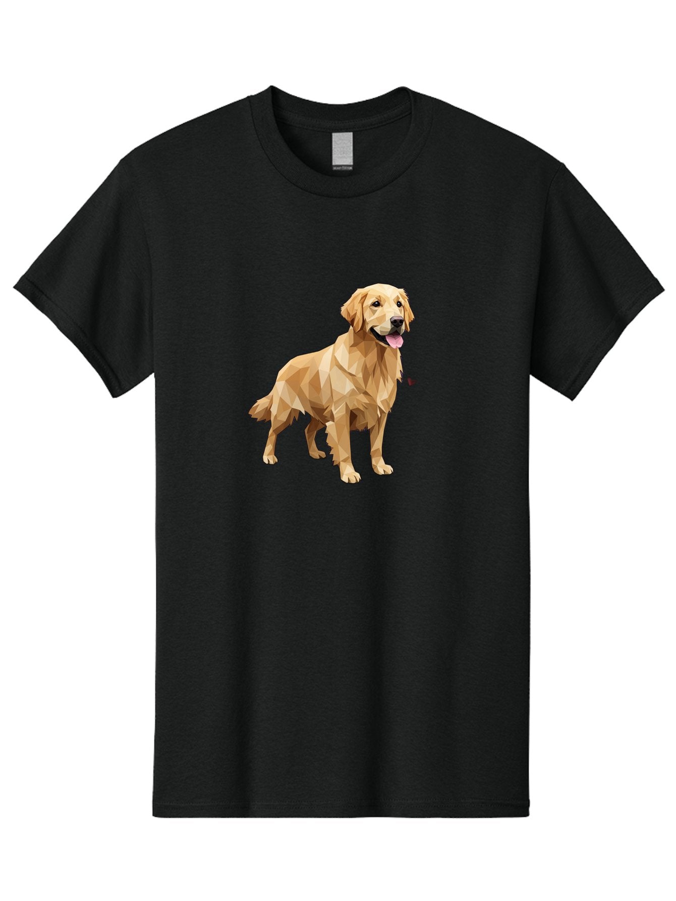 Golden-Retriever-4 Men'S Graphic Tee, 100% Cotton, Comfortable Casual Summer Wear, Machine Washable, Low-Poly Golden Retriever, Dog Illustration, Geometric Art, Canine Graphic, Modern Dog Design, Happy Dog, Geometric Dog, Dog Portrait, Bab978 15