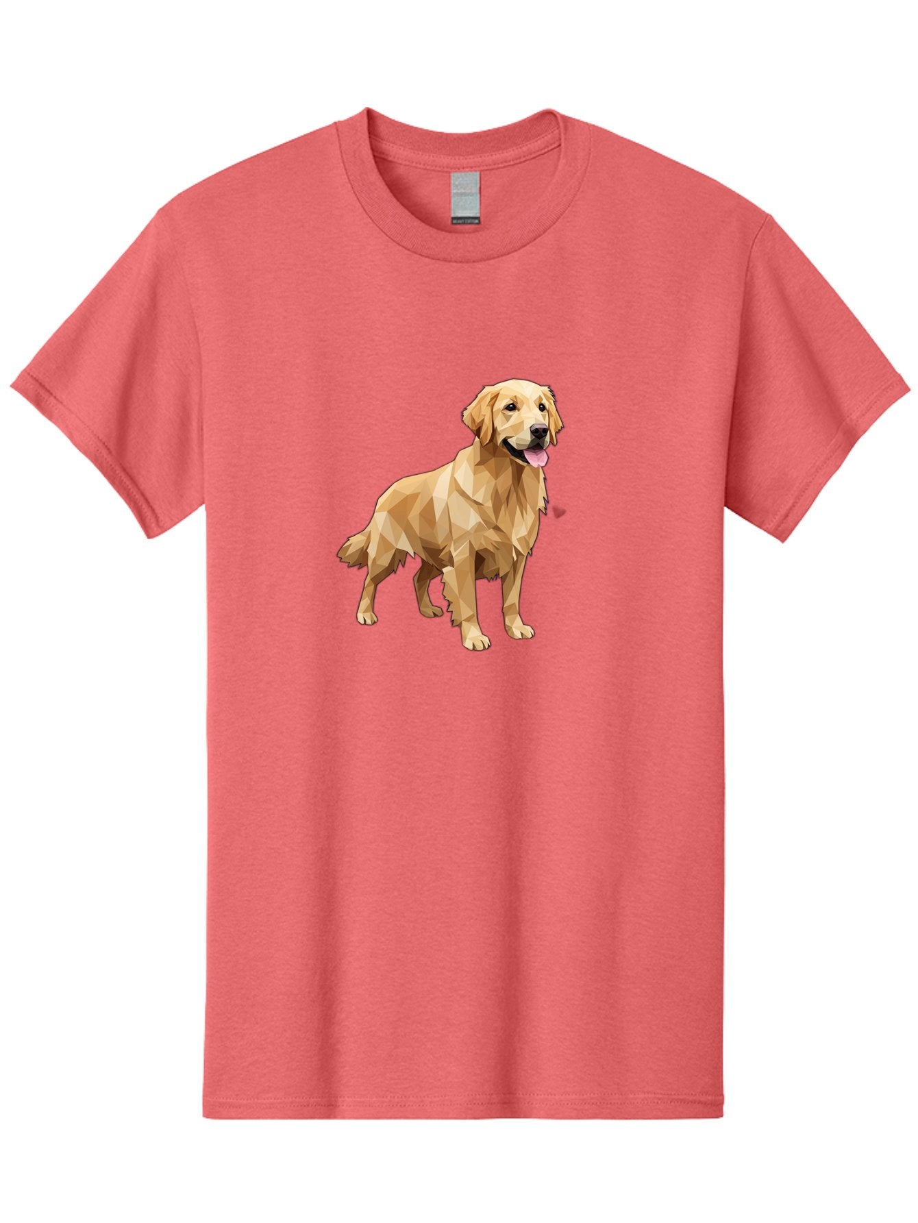 Golden-Retriever-4 Men'S Graphic Tee, 100% Cotton, Comfortable Casual Summer Wear, Machine Washable, Low-Poly Golden Retriever, Dog Illustration, Geometric Art, Canine Graphic, Modern Dog Design, Happy Dog, Geometric Dog, Dog Portrait, Bab978 9
