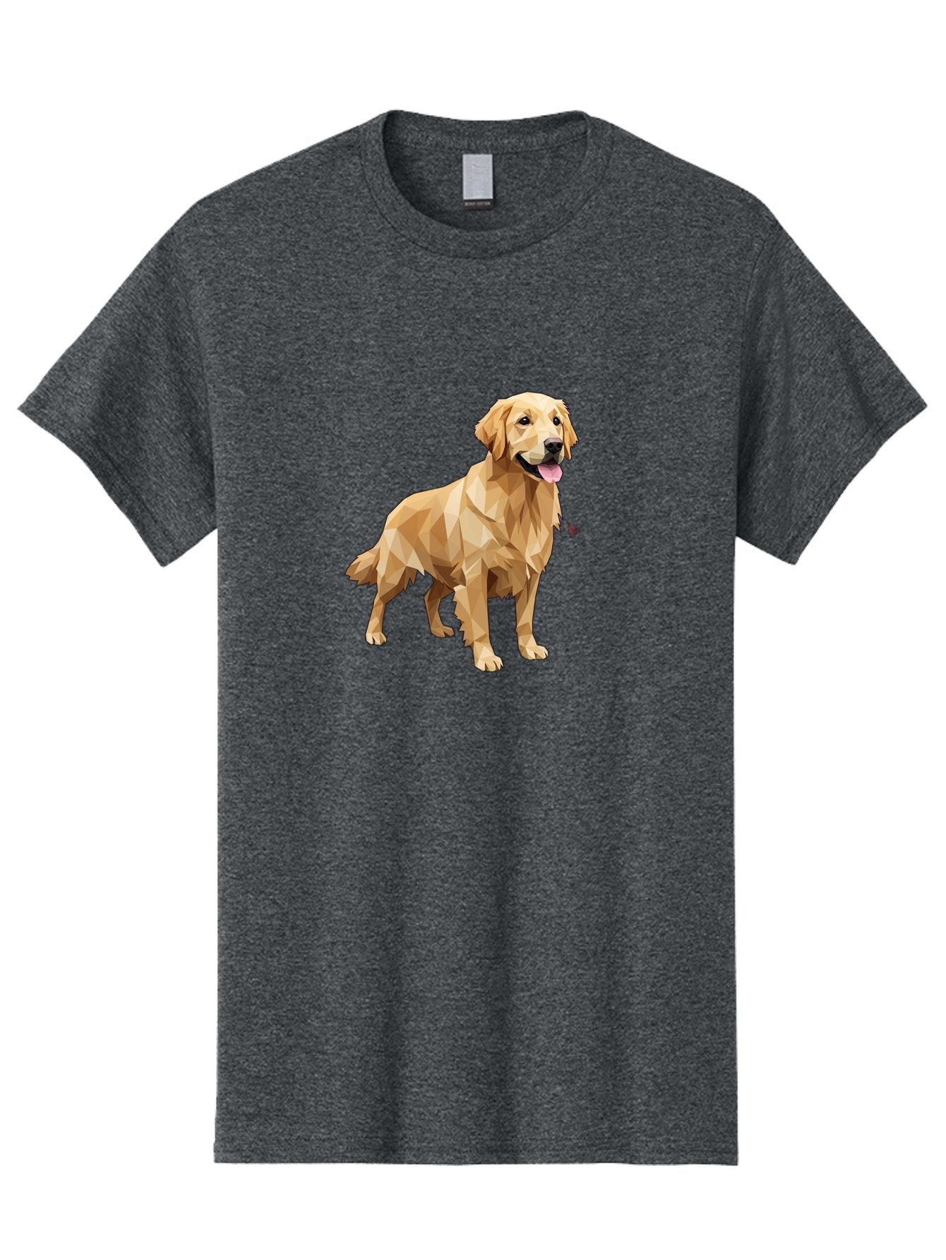 Golden-Retriever-4 Men'S Graphic Tee, 100% Cotton, Comfortable Casual Summer Wear, Machine Washable, Low-Poly Golden Retriever, Dog Illustration, Geometric Art, Canine Graphic, Modern Dog Design, Happy Dog, Geometric Dog, Dog Portrait, Bab978 4
