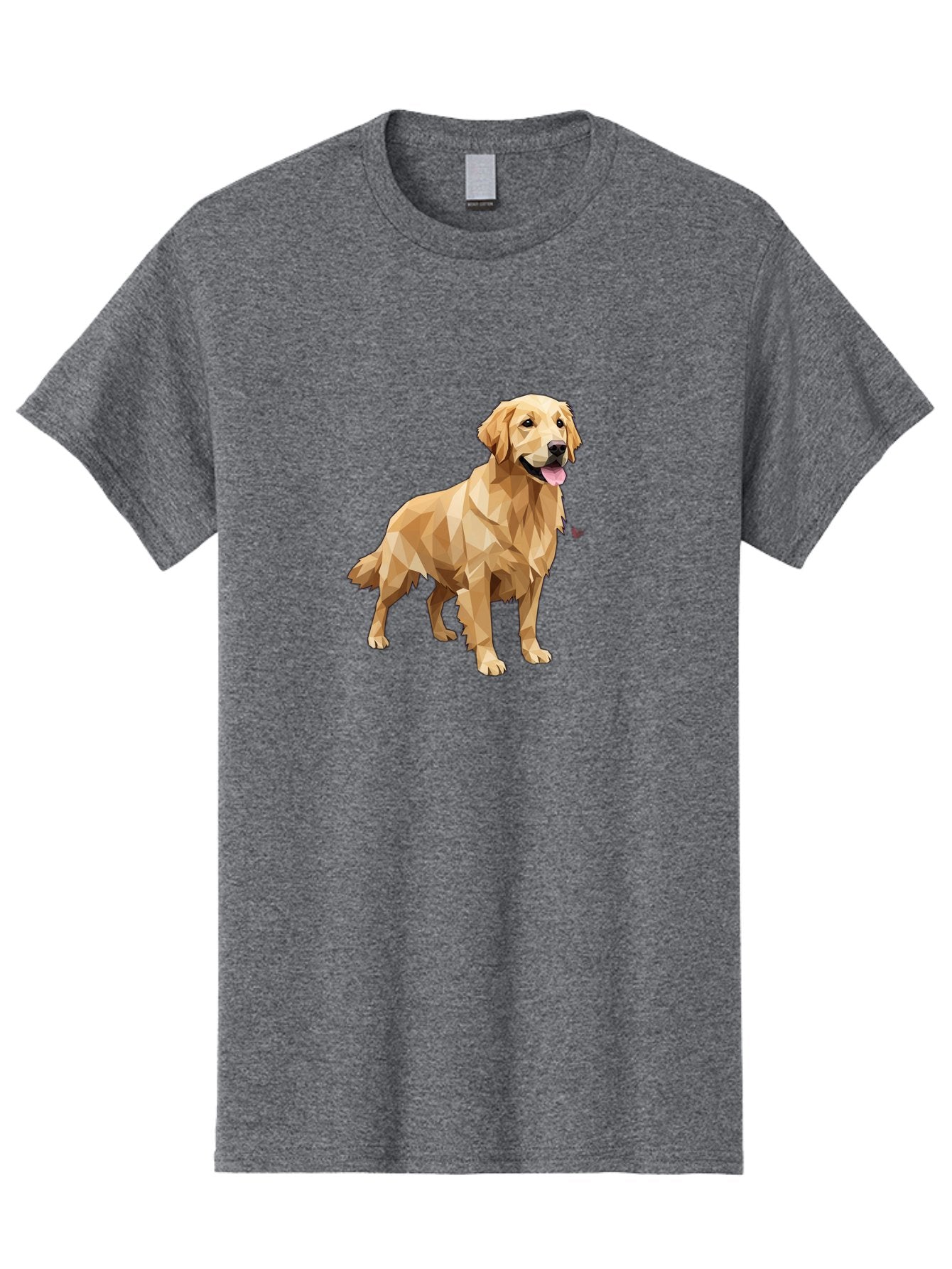 Golden-Retriever-4 Men'S Graphic Tee, 100% Cotton, Comfortable Casual Summer Wear, Machine Washable, Low-Poly Golden Retriever, Dog Illustration, Geometric Art, Canine Graphic, Modern Dog Design, Happy Dog, Geometric Dog, Dog Portrait, Bab978 5