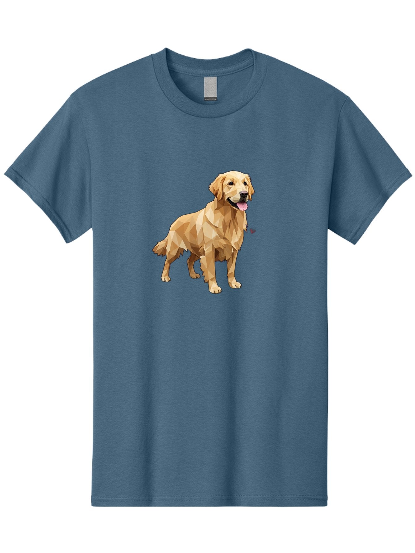 Golden-Retriever-4 Men'S Graphic Tee, 100% Cotton, Comfortable Casual Summer Wear, Machine Washable, Low-Poly Golden Retriever, Dog Illustration, Geometric Art, Canine Graphic, Modern Dog Design, Happy Dog, Geometric Dog, Dog Portrait, Bab978 11