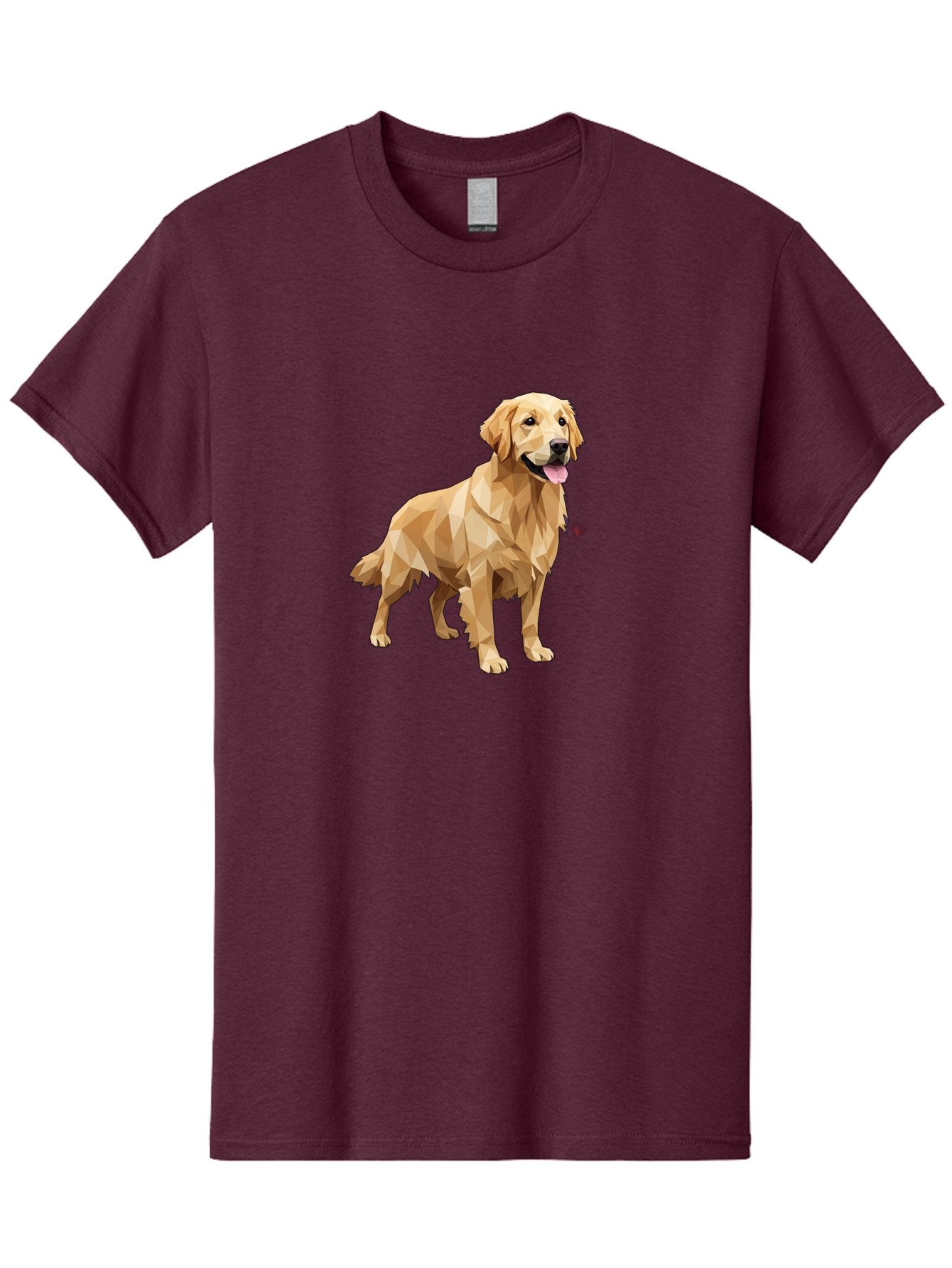 Golden-Retriever-4 Men'S Graphic Tee, 100% Cotton, Comfortable Casual Summer Wear, Machine Washable, Low-Poly Golden Retriever, Dog Illustration, Geometric Art, Canine Graphic, Modern Dog Design, Happy Dog, Geometric Dog, Dog Portrait, Bab978