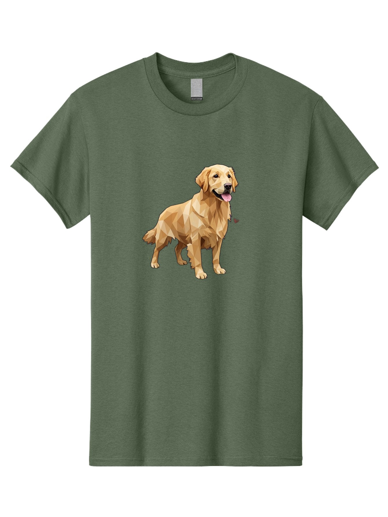 Golden-Retriever-4 Men'S Graphic Tee, 100% Cotton, Comfortable Casual Summer Wear, Machine Washable, Low-Poly Golden Retriever, Dog Illustration, Geometric Art, Canine Graphic, Modern Dog Design, Happy Dog, Geometric Dog, Dog Portrait, Bab978 14