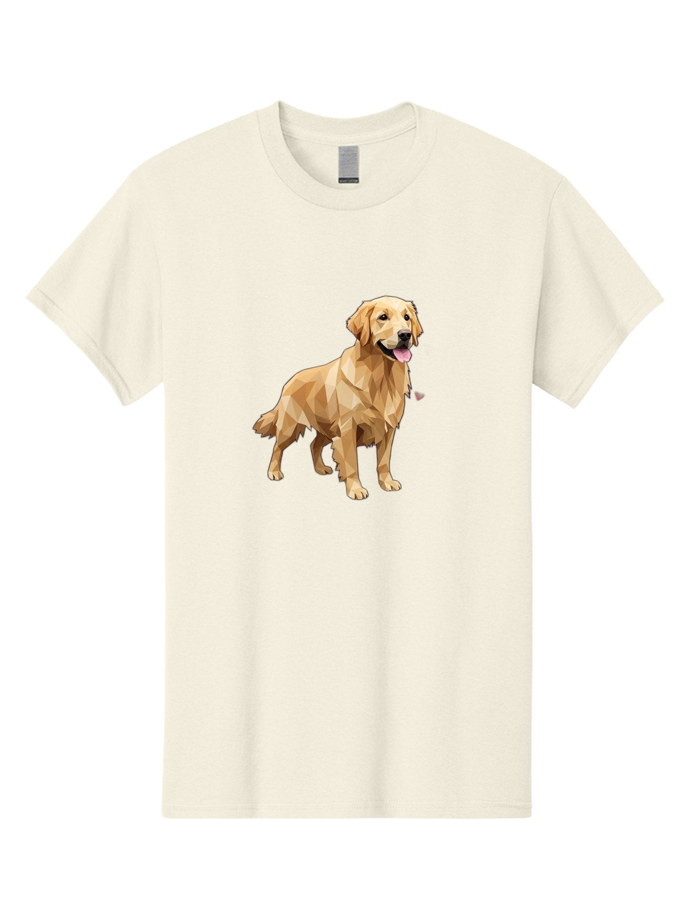 Golden-Retriever-4 Men'S Graphic Tee, 100% Cotton, Comfortable Casual Summer Wear, Machine Washable, Low-Poly Golden Retriever, Dog Illustration, Geometric Art, Canine Graphic, Modern Dog Design, Happy Dog, Geometric Dog, Dog Portrait, Bab978 12