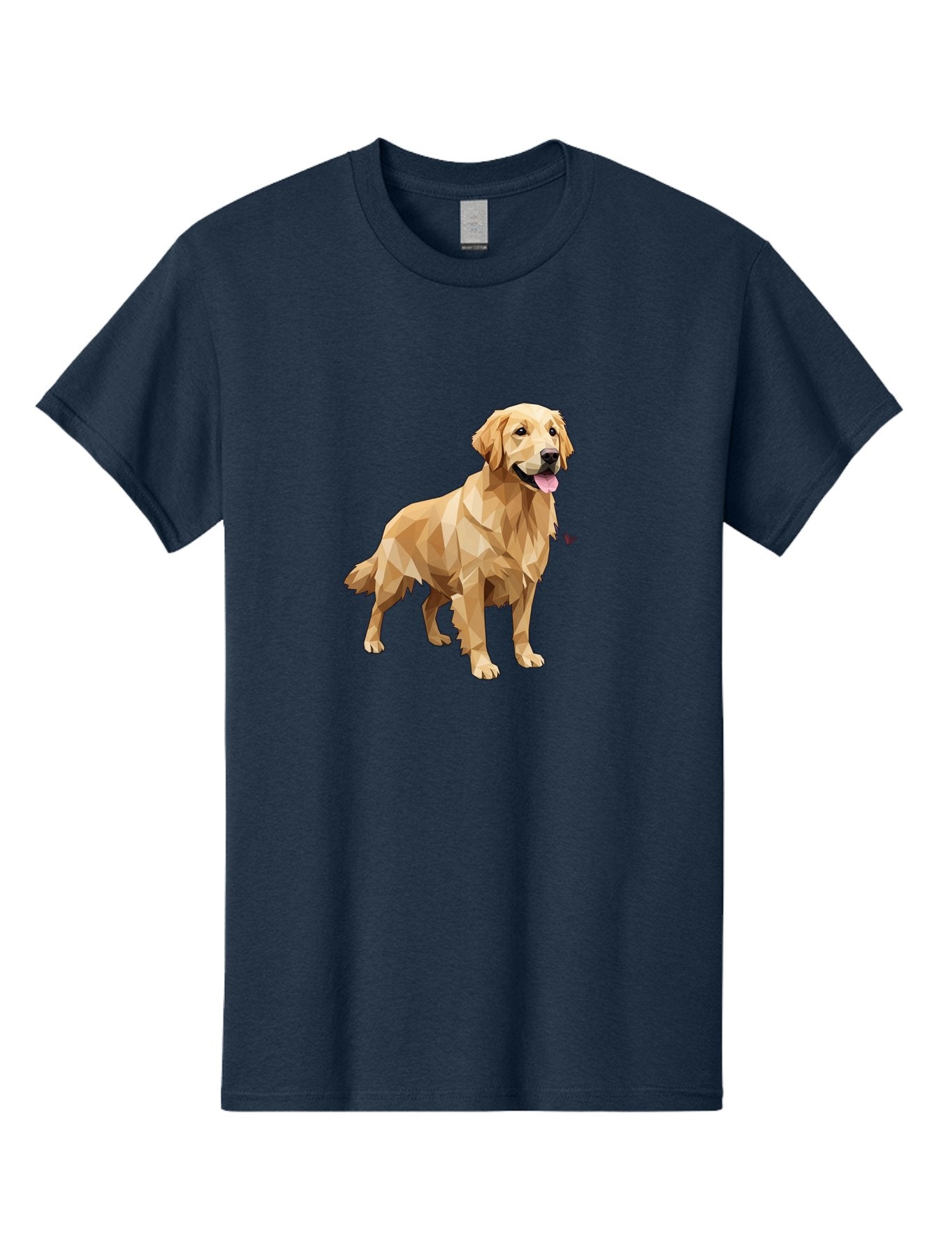 Golden-Retriever-4 Men'S Graphic Tee, 100% Cotton, Comfortable Casual Summer Wear, Machine Washable, Low-Poly Golden Retriever, Dog Illustration, Geometric Art, Canine Graphic, Modern Dog Design, Happy Dog, Geometric Dog, Dog Portrait, Bab978 7