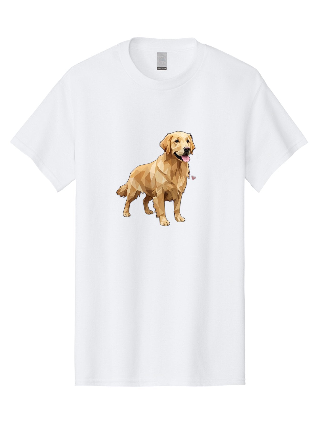 Golden-Retriever-4 Men'S Graphic Tee, 100% Cotton, Comfortable Casual Summer Wear, Machine Washable, Low-Poly Golden Retriever, Dog Illustration, Geometric Art, Canine Graphic, Modern Dog Design, Happy Dog, Geometric Dog, Dog Portrait, Bab978 3