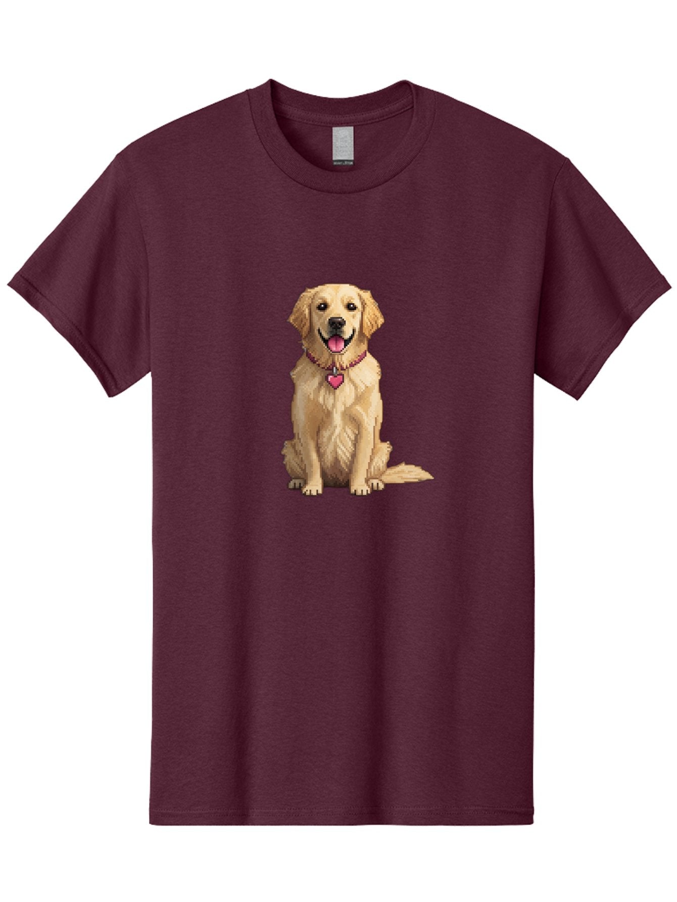Golden-Retriever-5 Men'S Graphic Tee, 100% Cotton, Comfortable Casual Summer Wear, Machine Washable, Golden Retriever, Dog With Pink Heart Tag, Sitting Dog, Cute Canine, Pet Portrait, Furry Friend, Heartwarming Scene, Lovable Dog, Adorable Pet Bab979 8
