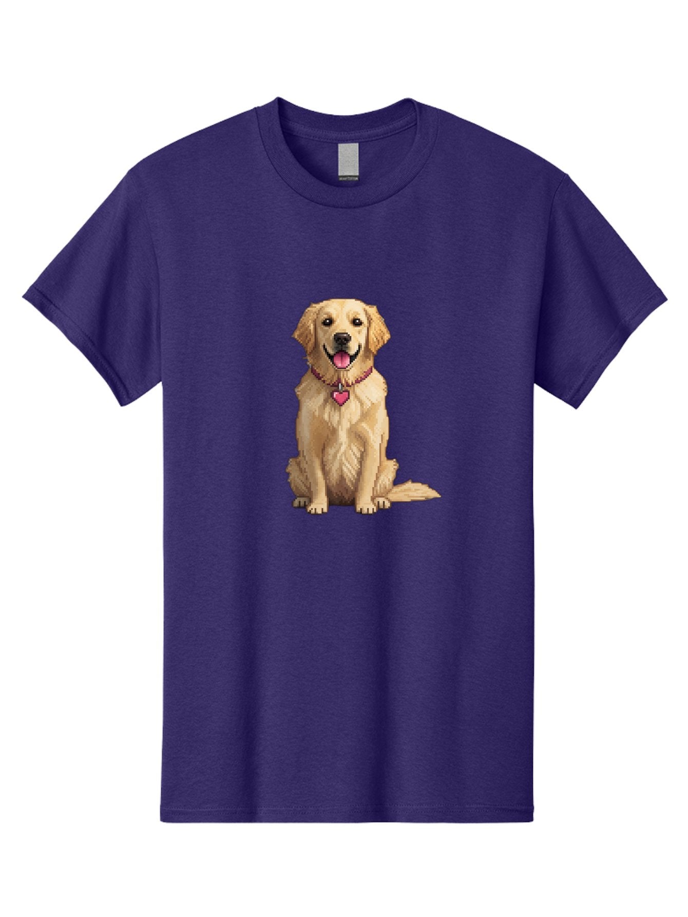 Golden-Retriever-5 Men'S Graphic Tee, 100% Cotton, Comfortable Casual Summer Wear, Machine Washable, Golden Retriever, Dog With Pink Heart Tag, Sitting Dog, Cute Canine, Pet Portrait, Furry Friend, Heartwarming Scene, Lovable Dog, Adorable Pet Bab979 13