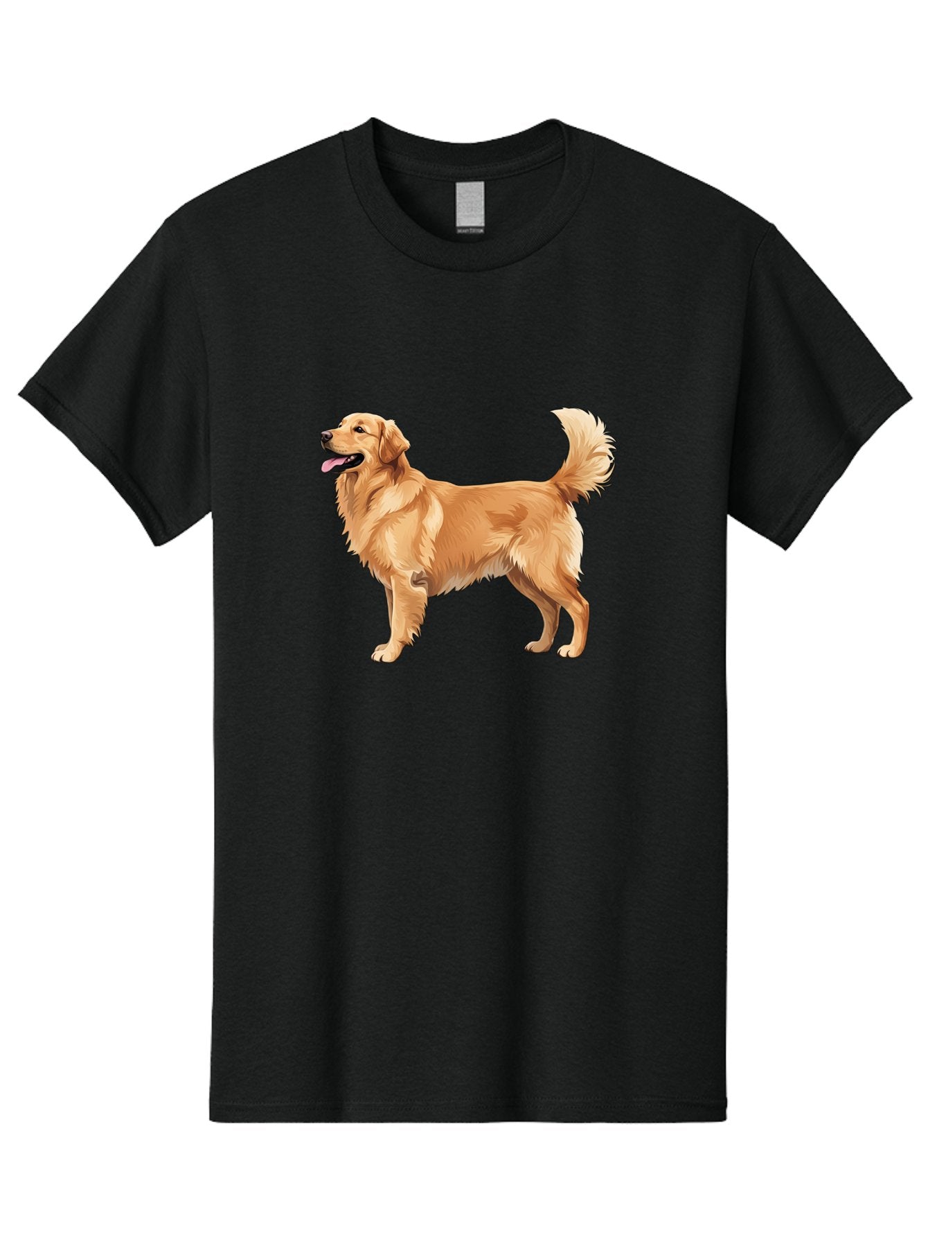 Golden-Retriever-9 Men'S Graphic Tee, 100% Cotton, Comfortable Casual Summer Wear, Machine Washable, Golden Retriever Dog, Happy Dog, Dog Portrait, Canine, Furry Friend, Playful Pet, Illustration, Cartoon Dog, Friendly Animal Bab983