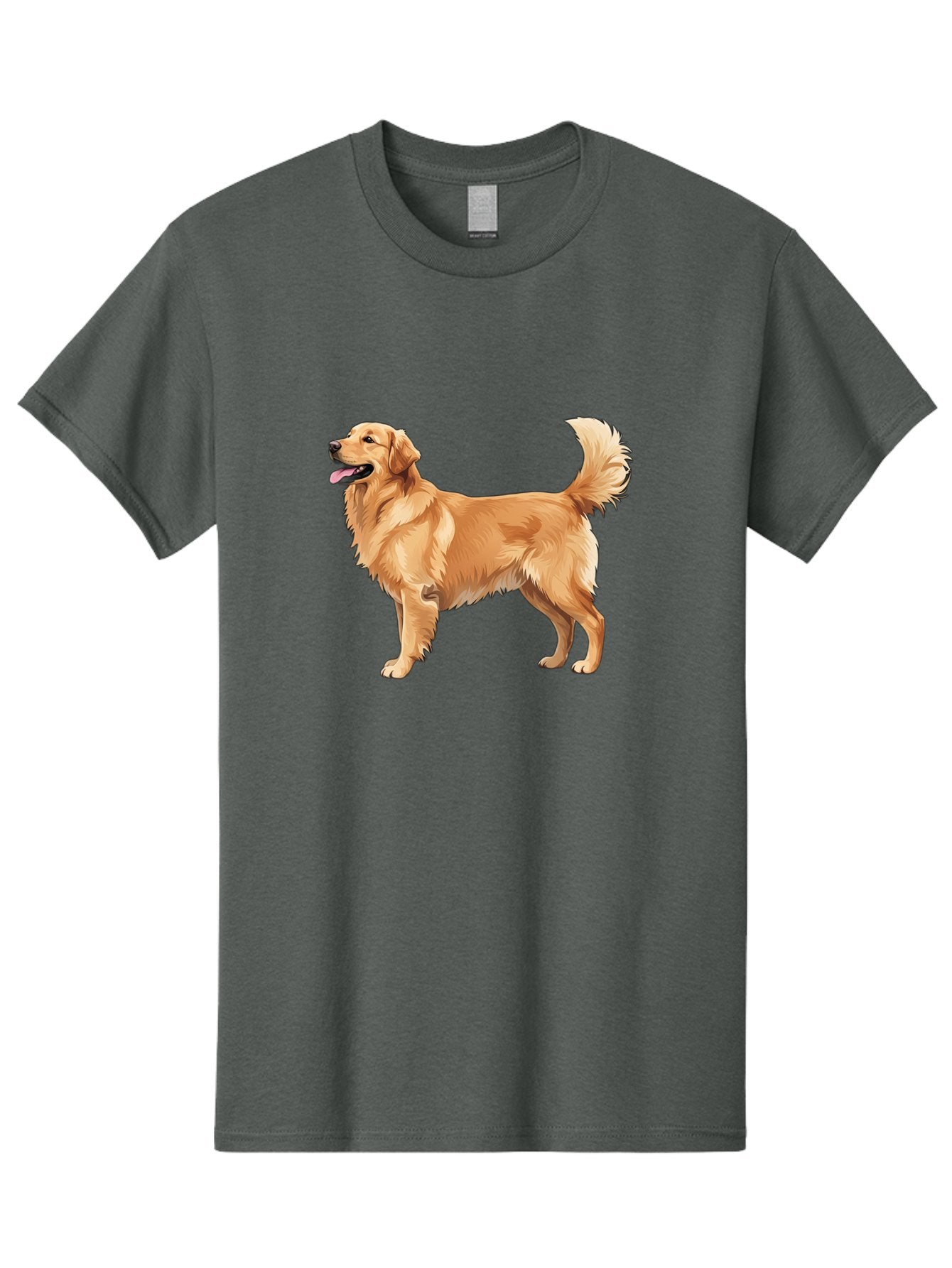 Golden-Retriever-9 Men'S Graphic Tee, 100% Cotton, Comfortable Casual Summer Wear, Machine Washable, Golden Retriever Dog, Happy Dog, Dog Portrait, Canine, Furry Friend, Playful Pet, Illustration, Cartoon Dog, Friendly Animal Bab983 5