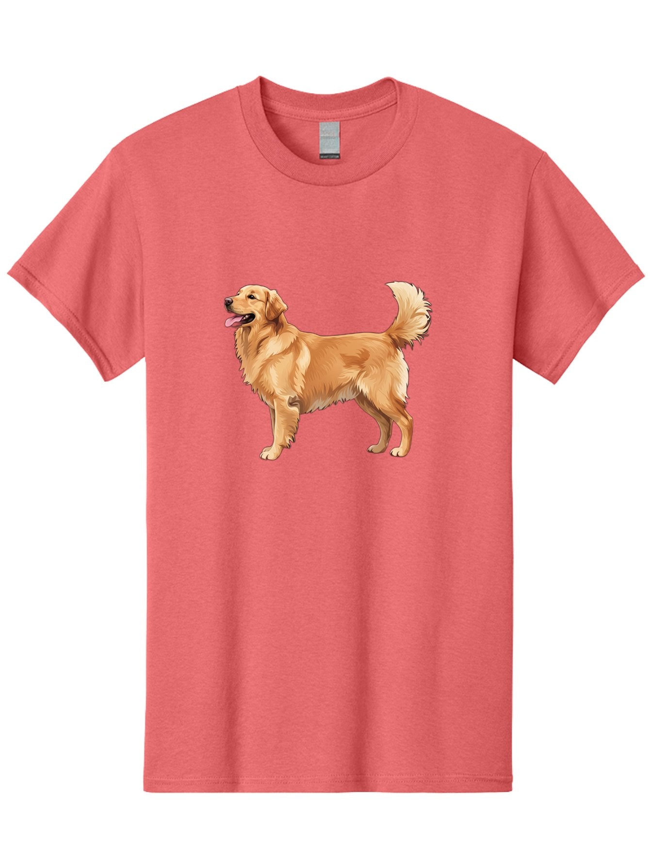 Golden-Retriever-9 Men'S Graphic Tee, 100% Cotton, Comfortable Casual Summer Wear, Machine Washable, Golden Retriever Dog, Happy Dog, Dog Portrait, Canine, Furry Friend, Playful Pet, Illustration, Cartoon Dog, Friendly Animal Bab983 13