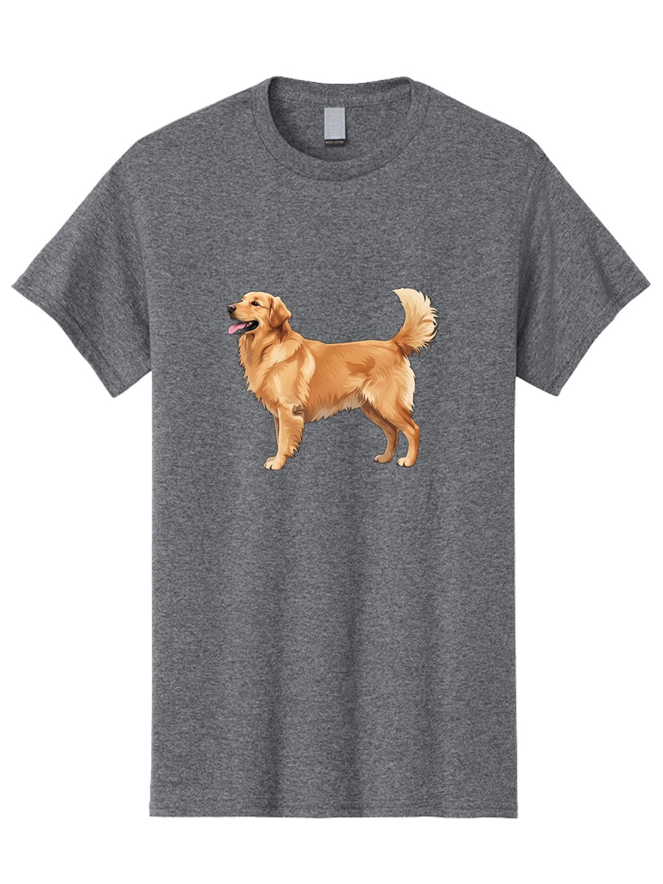 Golden-Retriever-9 Men'S Graphic Tee, 100% Cotton, Comfortable Casual Summer Wear, Machine Washable, Golden Retriever Dog, Happy Dog, Dog Portrait, Canine, Furry Friend, Playful Pet, Illustration, Cartoon Dog, Friendly Animal Bab983 12