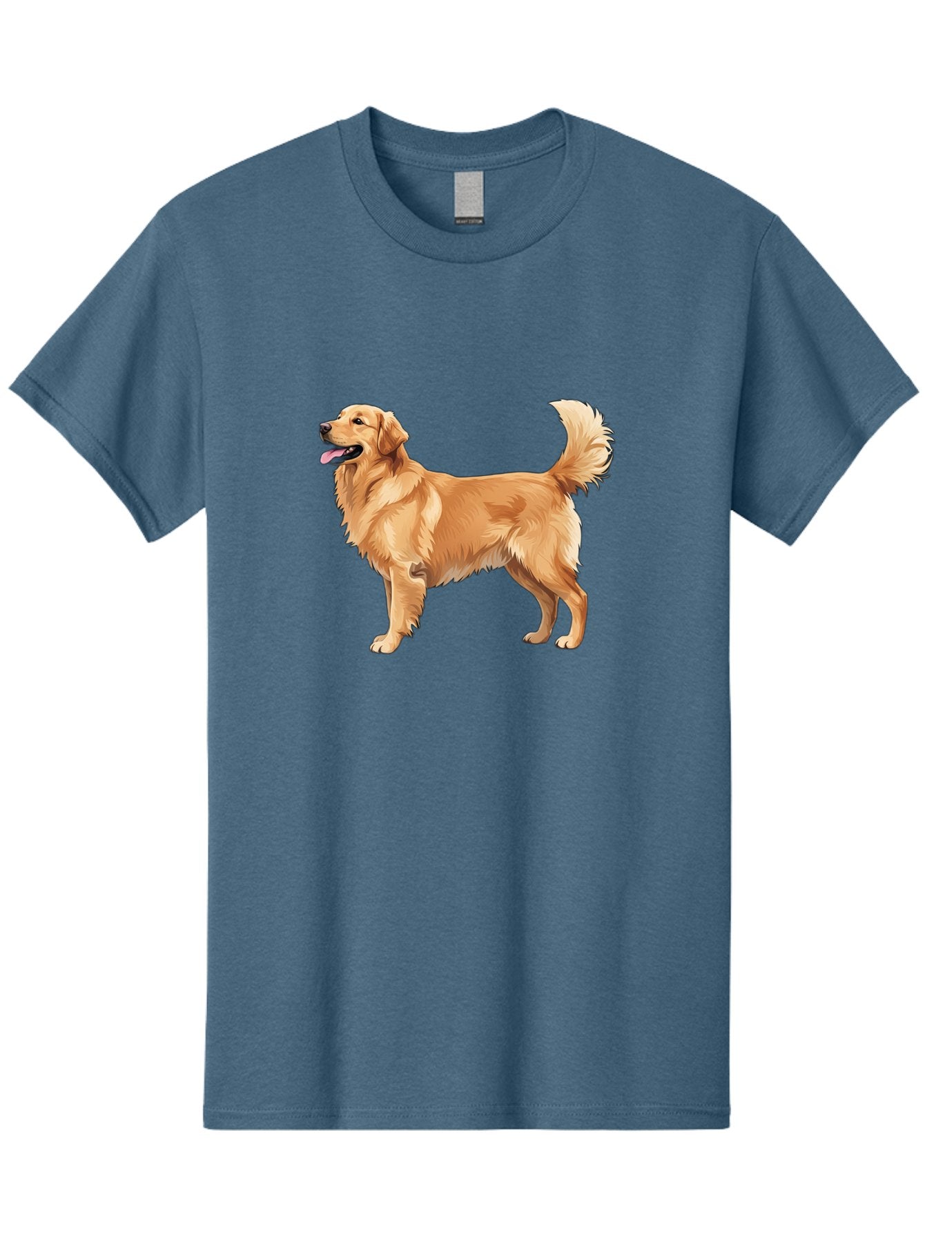 Golden-Retriever-9 Men'S Graphic Tee, 100% Cotton, Comfortable Casual Summer Wear, Machine Washable, Golden Retriever Dog, Happy Dog, Dog Portrait, Canine, Furry Friend, Playful Pet, Illustration, Cartoon Dog, Friendly Animal Bab983 11
