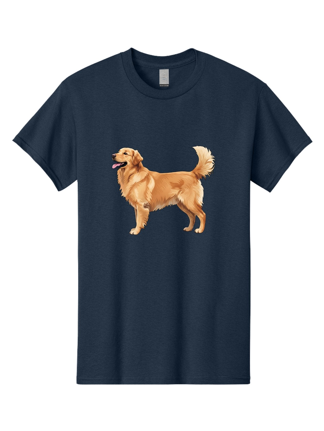 Golden-Retriever-9 Men'S Graphic Tee, 100% Cotton, Comfortable Casual Summer Wear, Machine Washable, Golden Retriever Dog, Happy Dog, Dog Portrait, Canine, Furry Friend, Playful Pet, Illustration, Cartoon Dog, Friendly Animal Bab983 3