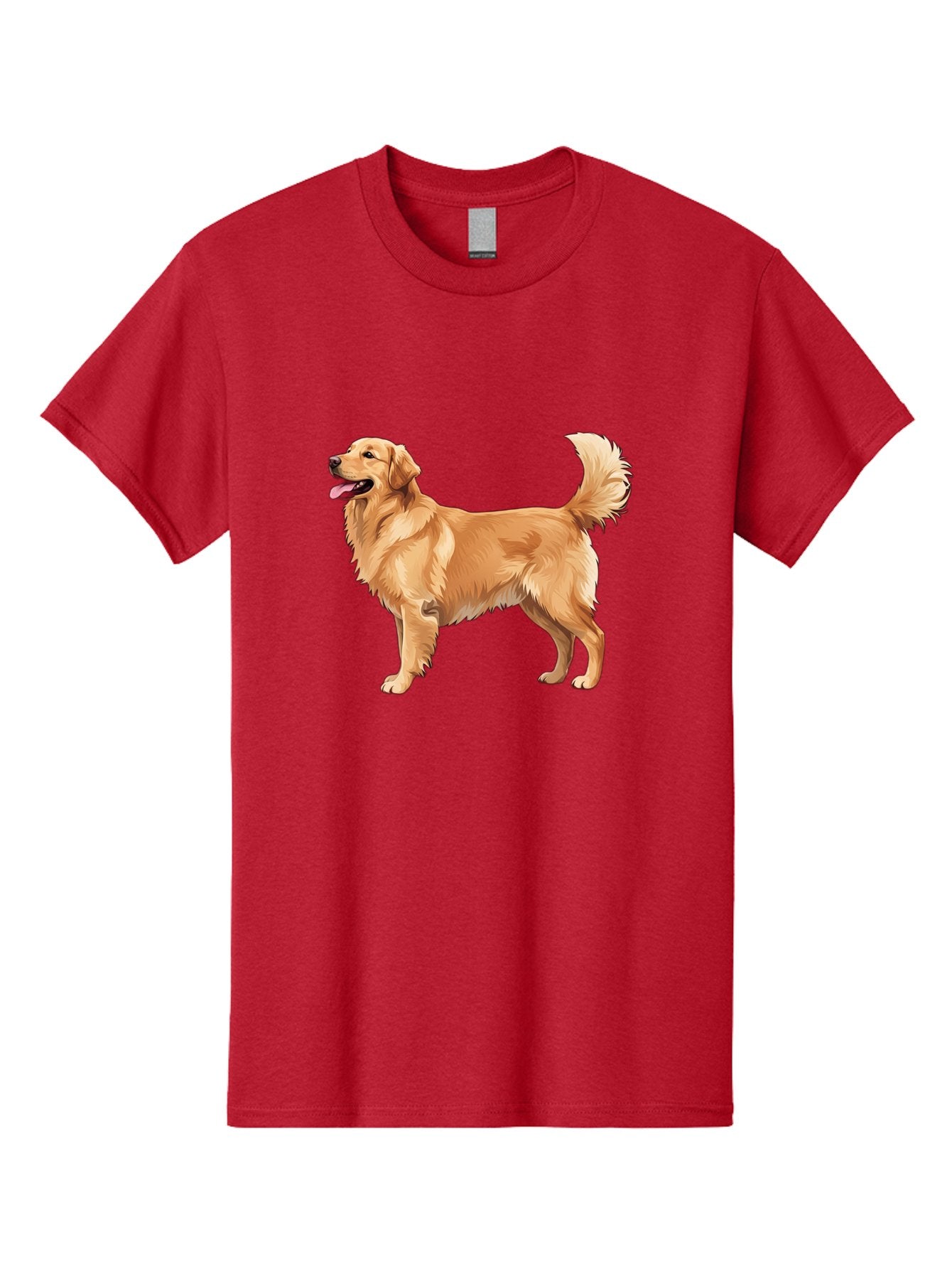 Golden-Retriever-9 Men'S Graphic Tee, 100% Cotton, Comfortable Casual Summer Wear, Machine Washable, Golden Retriever Dog, Happy Dog, Dog Portrait, Canine, Furry Friend, Playful Pet, Illustration, Cartoon Dog, Friendly Animal Bab983 4