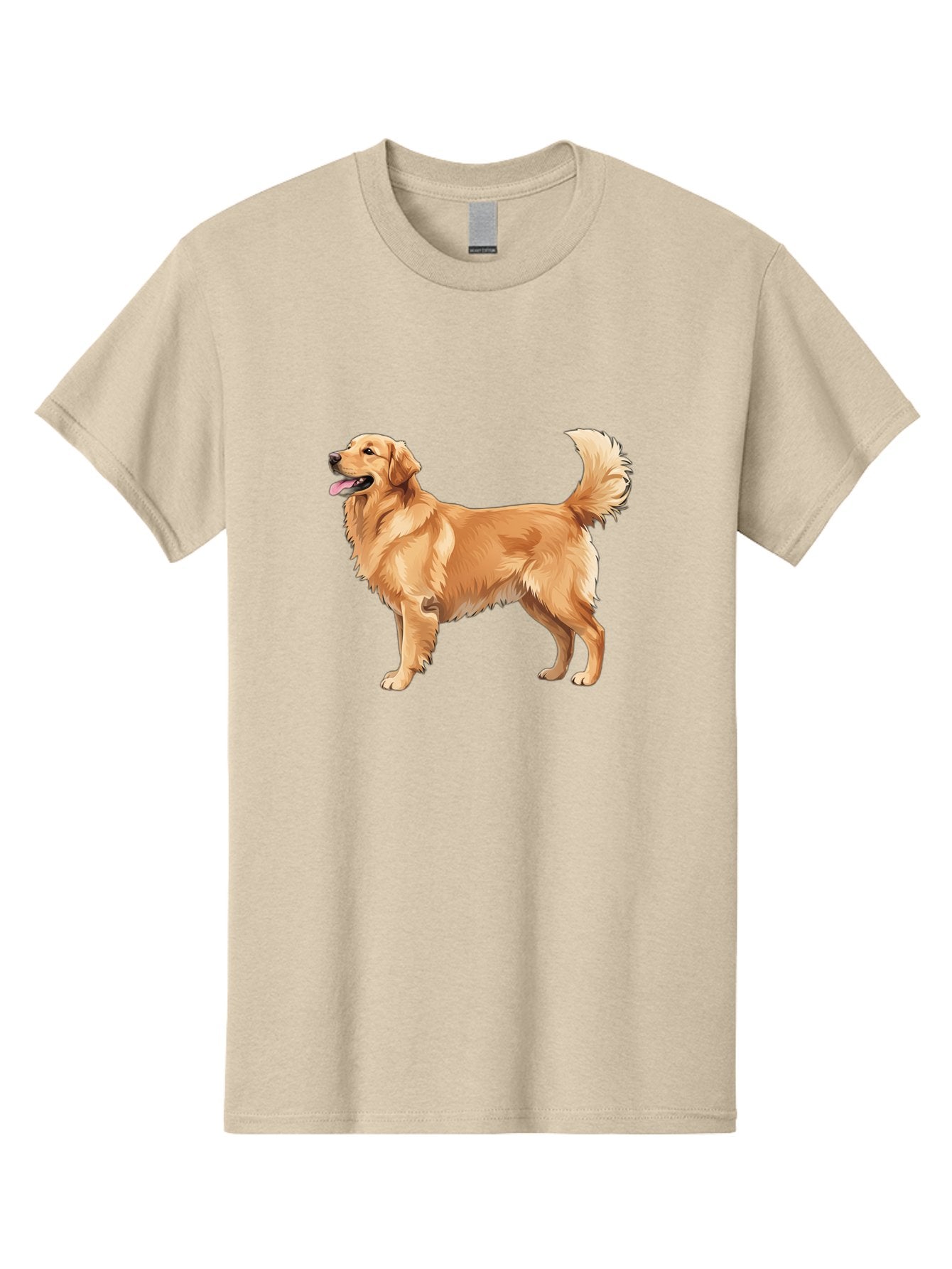 Golden-Retriever-9 Men'S Graphic Tee, 100% Cotton, Comfortable Casual Summer Wear, Machine Washable, Golden Retriever Dog, Happy Dog, Dog Portrait, Canine, Furry Friend, Playful Pet, Illustration, Cartoon Dog, Friendly Animal Bab983