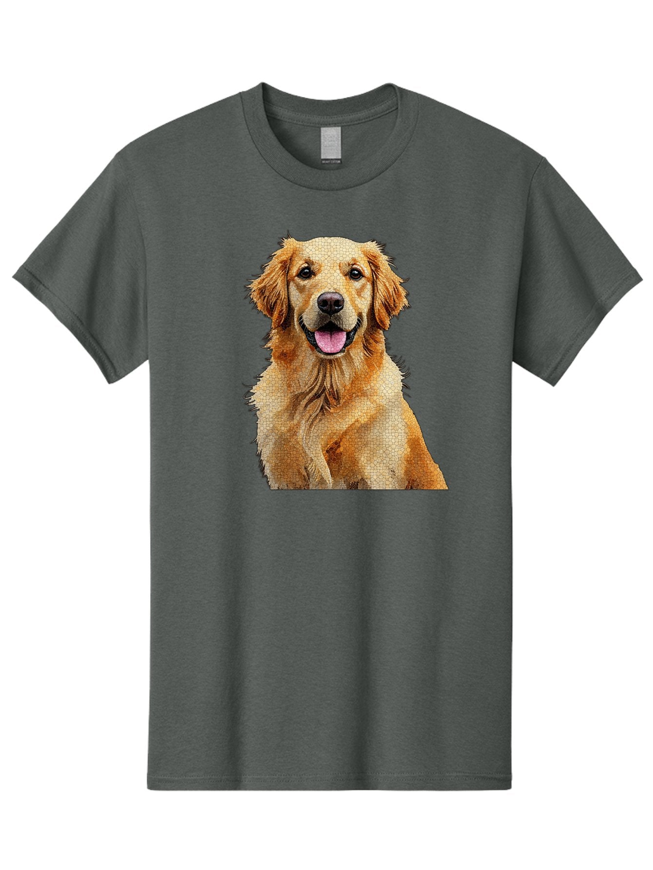 Golden-Retriever-Dog Men'S Graphic Tee, 100% Cotton, Comfortable Casual Summer Wear, Machine Washable, Golden Retriever, Happy Dog, Furry Friend, Dog Portrait, Happy Expression, Tongue Out, Dog Photography, Canine Companion, Friendly Animal Bab984 11