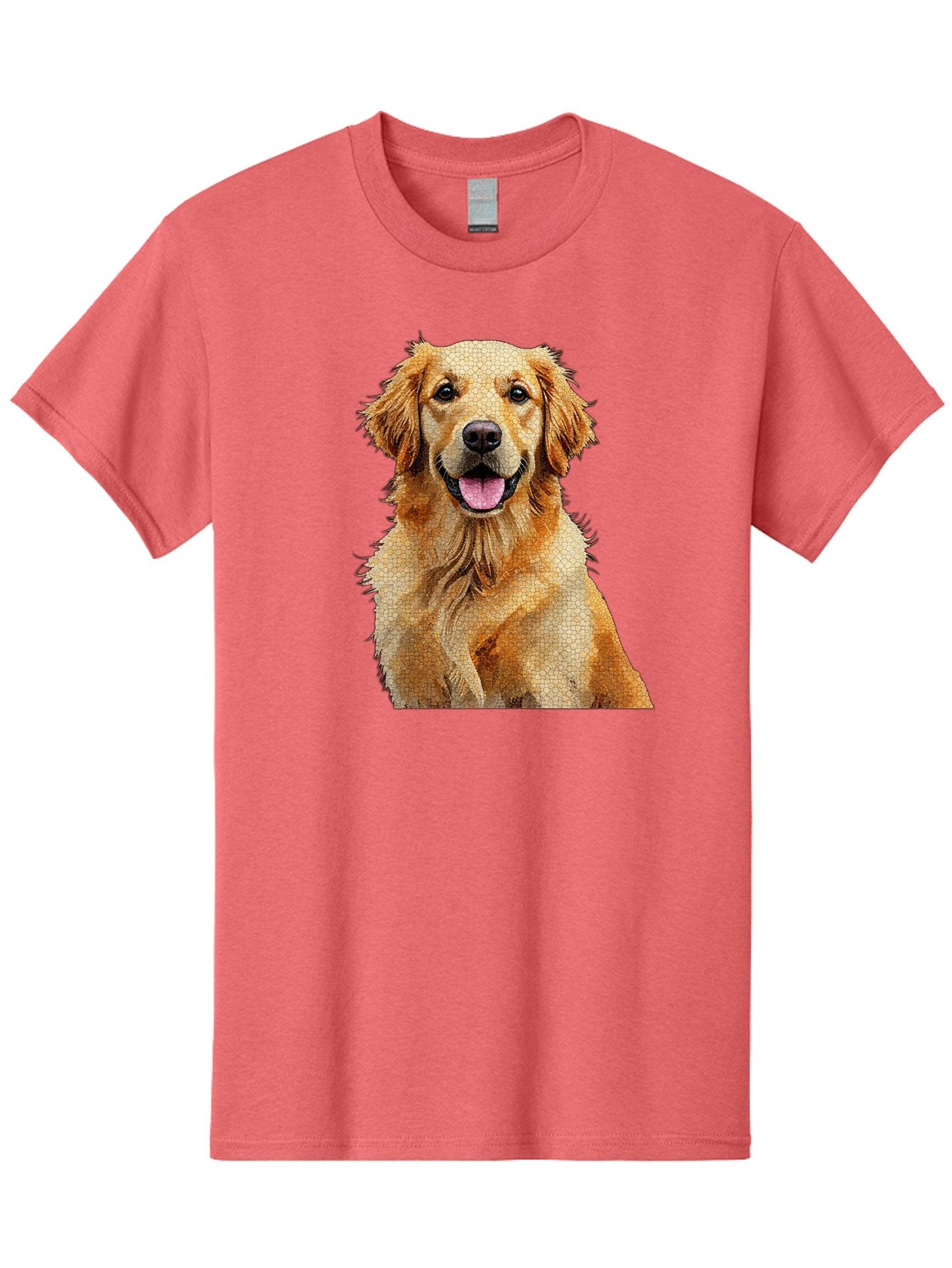 Golden-Retriever-Dog Men'S Graphic Tee, 100% Cotton, Comfortable Casual Summer Wear, Machine Washable, Golden Retriever, Happy Dog, Furry Friend, Dog Portrait, Happy Expression, Tongue Out, Dog Photography, Canine Companion, Friendly Animal Bab984 13