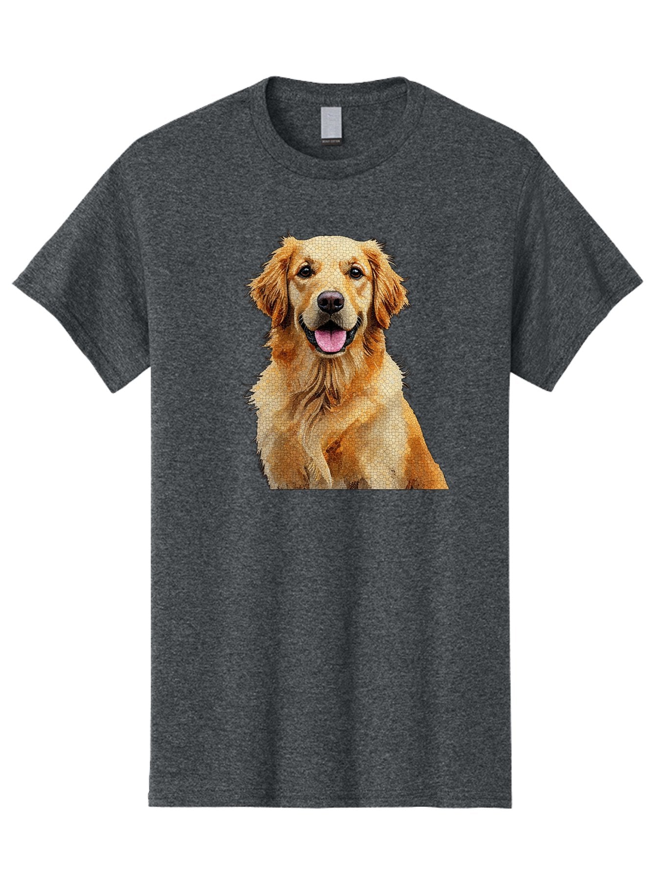 Golden-Retriever-Dog Men'S Graphic Tee, 100% Cotton, Comfortable Casual Summer Wear, Machine Washable, Golden Retriever, Happy Dog, Furry Friend, Dog Portrait, Happy Expression, Tongue Out, Dog Photography, Canine Companion, Friendly Animal Bab984 5