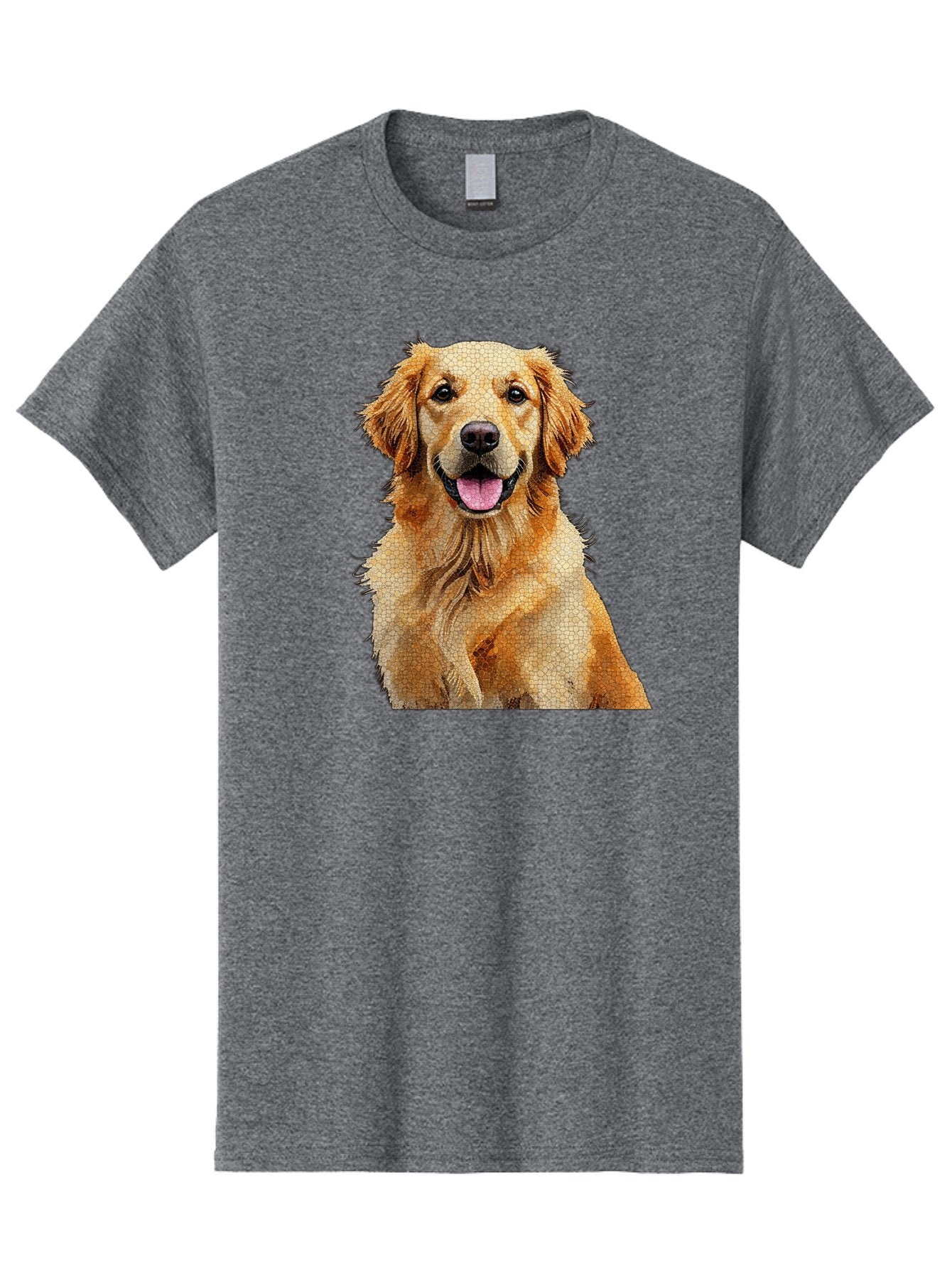 Golden-Retriever-Dog Men'S Graphic Tee, 100% Cotton, Comfortable Casual Summer Wear, Machine Washable, Golden Retriever, Happy Dog, Furry Friend, Dog Portrait, Happy Expression, Tongue Out, Dog Photography, Canine Companion, Friendly Animal Bab984 7