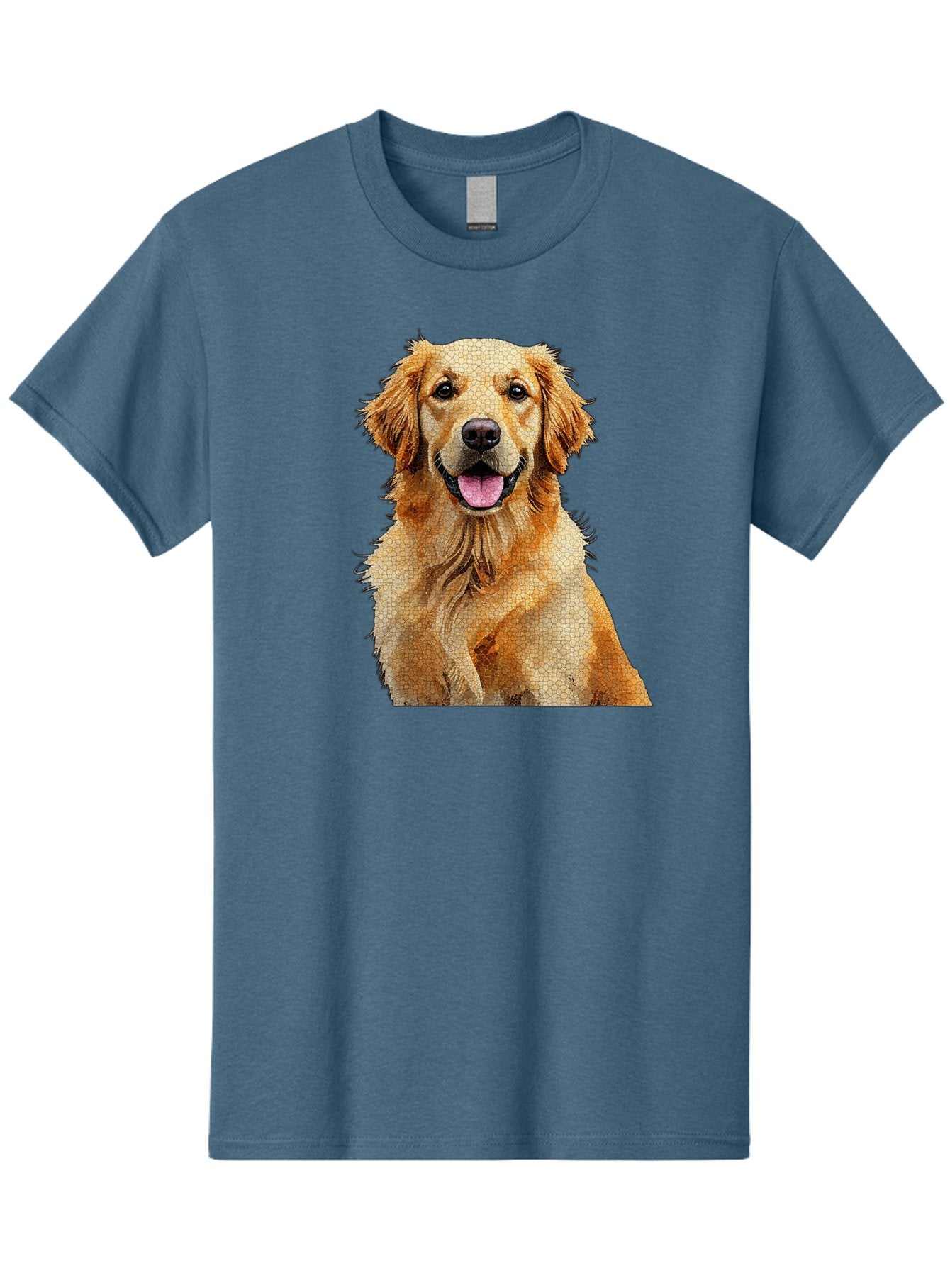 Golden-Retriever-Dog Men'S Graphic Tee, 100% Cotton, Comfortable Casual Summer Wear, Machine Washable, Golden Retriever, Happy Dog, Furry Friend, Dog Portrait, Happy Expression, Tongue Out, Dog Photography, Canine Companion, Friendly Animal Bab984 3