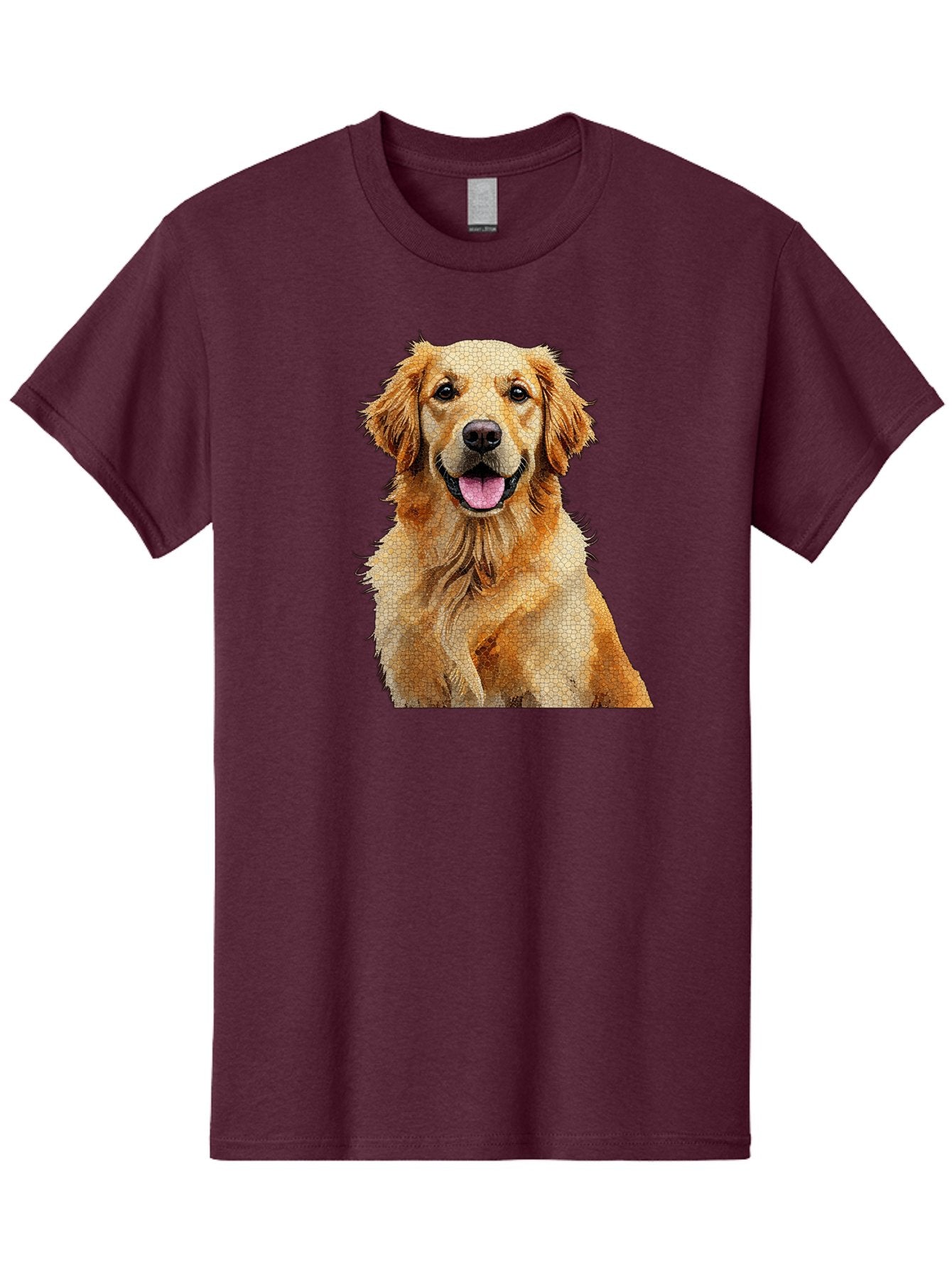 Golden-Retriever-Dog Men'S Graphic Tee, 100% Cotton, Comfortable Casual Summer Wear, Machine Washable, Golden Retriever, Happy Dog, Furry Friend, Dog Portrait, Happy Expression, Tongue Out, Dog Photography, Canine Companion, Friendly Animal Bab984