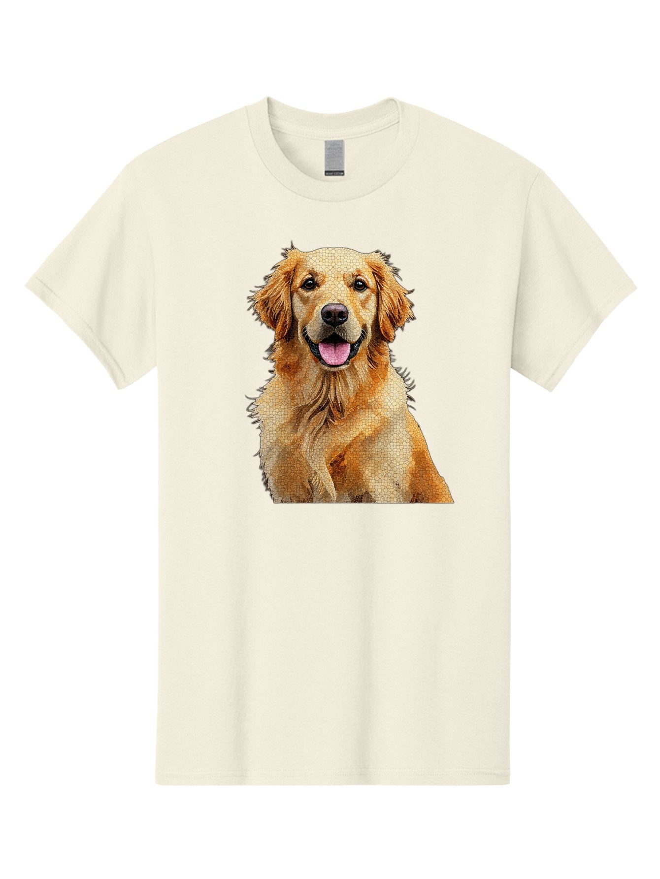 Golden-Retriever-Dog Men'S Graphic Tee, 100% Cotton, Comfortable Casual Summer Wear, Machine Washable, Golden Retriever, Happy Dog, Furry Friend, Dog Portrait, Happy Expression, Tongue Out, Dog Photography, Canine Companion, Friendly Animal Bab984 15