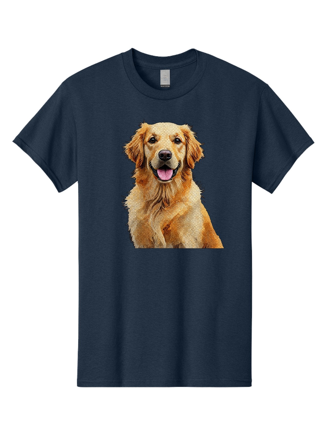 Golden-Retriever-Dog Men'S Graphic Tee, 100% Cotton, Comfortable Casual Summer Wear, Machine Washable, Golden Retriever, Happy Dog, Furry Friend, Dog Portrait, Happy Expression, Tongue Out, Dog Photography, Canine Companion, Friendly Animal Bab984