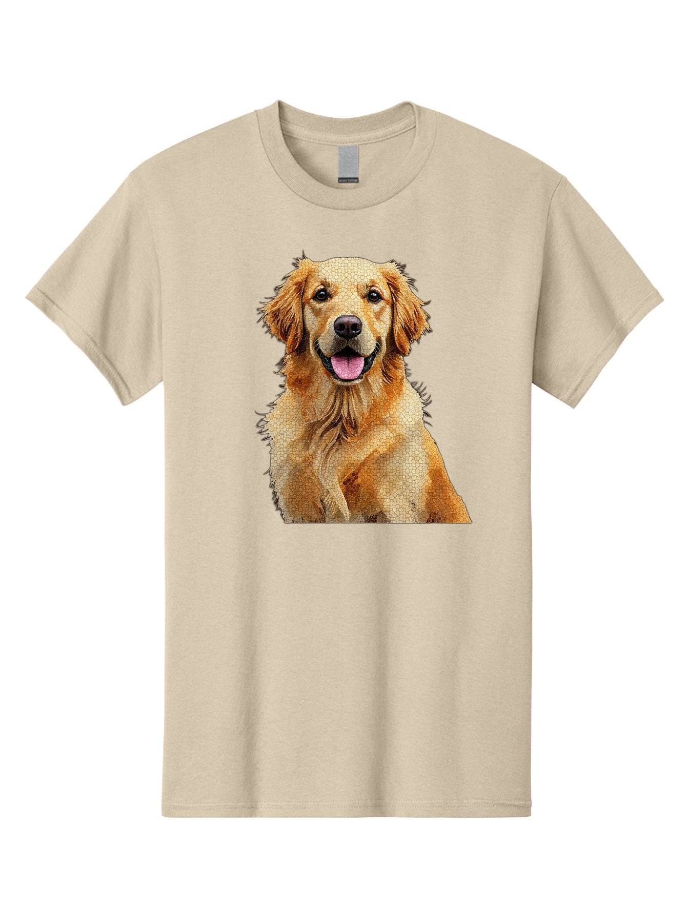Golden-Retriever-Dog Men'S Graphic Tee, 100% Cotton, Comfortable Casual Summer Wear, Machine Washable, Golden Retriever, Happy Dog, Furry Friend, Dog Portrait, Happy Expression, Tongue Out, Dog Photography, Canine Companion, Friendly Animal Bab984 6