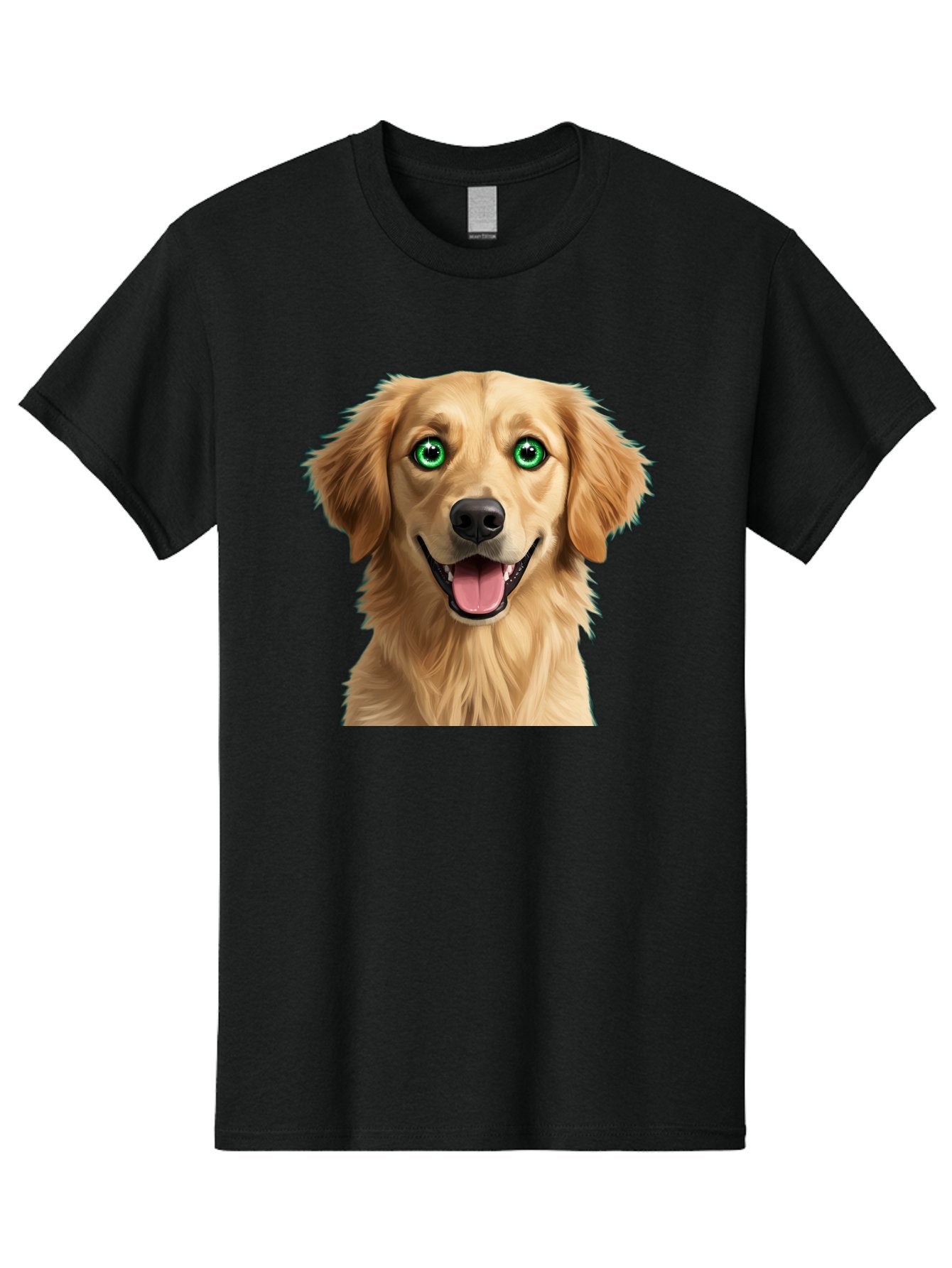 Golden-Retriever-Head-1 Men'S Graphic Tee, 100% Cotton, Comfortable Casual Summer Wear, Machine Washable, Happy Dog, Golden Retriever, Cartoon Dog, Dog Portrait, Friendly Canine, Smiling Dog, Green Eyes, Dog Art, Animal Illustration, Bab985 7