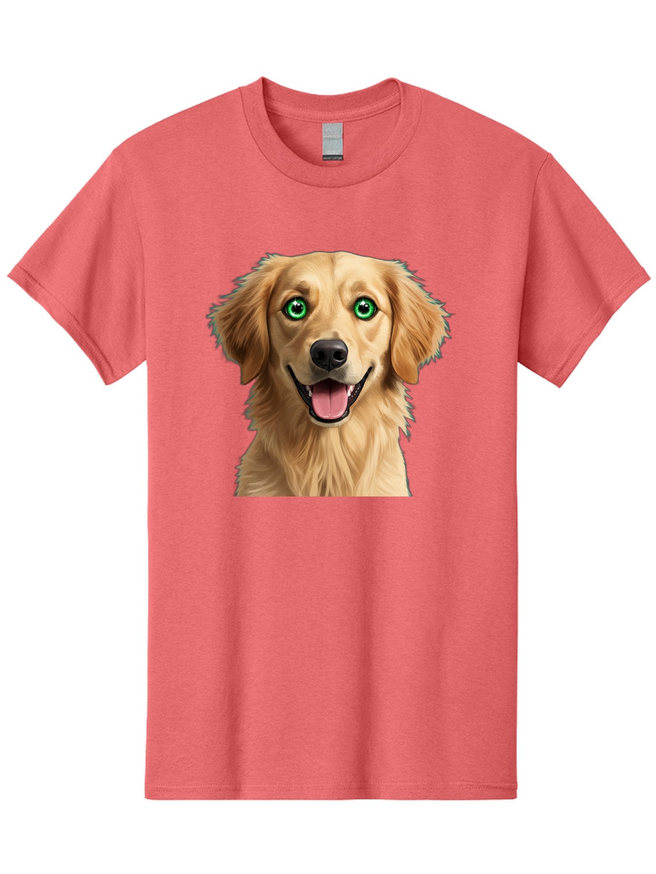 Golden-Retriever-Head-1 Men'S Graphic Tee, 100% Cotton, Comfortable Casual Summer Wear, Machine Washable, Happy Dog, Golden Retriever, Cartoon Dog, Dog Portrait, Friendly Canine, Smiling Dog, Green Eyes, Dog Art, Animal Illustration, Bab985 8