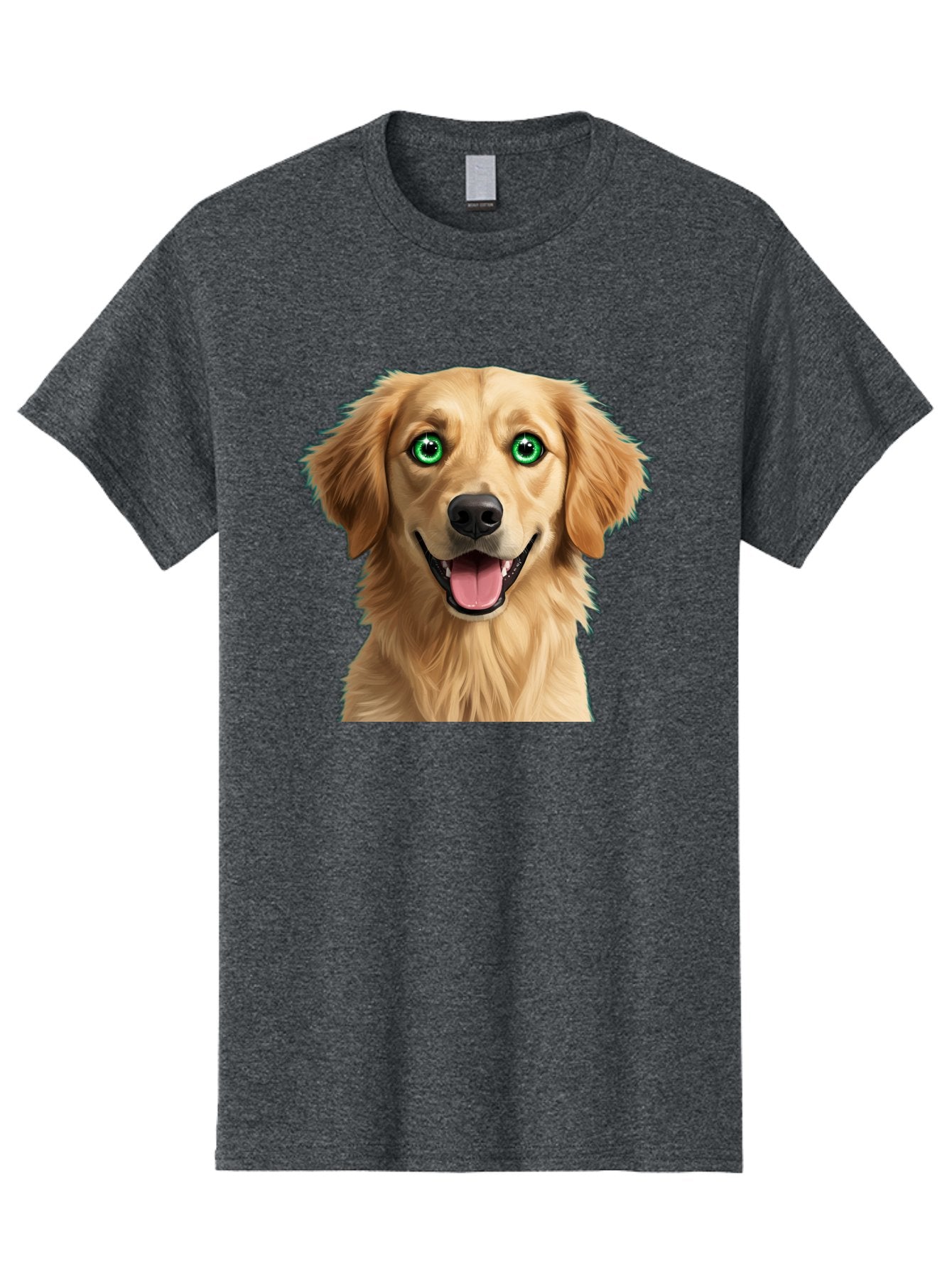 Golden-Retriever-Head-1 Men'S Graphic Tee, 100% Cotton, Comfortable Casual Summer Wear, Machine Washable, Happy Dog, Golden Retriever, Cartoon Dog, Dog Portrait, Friendly Canine, Smiling Dog, Green Eyes, Dog Art, Animal Illustration, Bab985 12