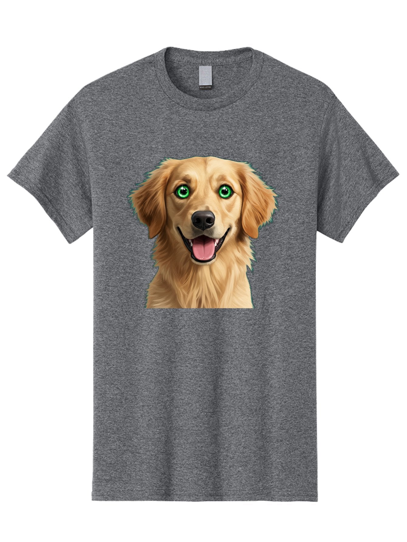 Golden-Retriever-Head-1 Men'S Graphic Tee, 100% Cotton, Comfortable Casual Summer Wear, Machine Washable, Happy Dog, Golden Retriever, Cartoon Dog, Dog Portrait, Friendly Canine, Smiling Dog, Green Eyes, Dog Art, Animal Illustration, Bab985 11
