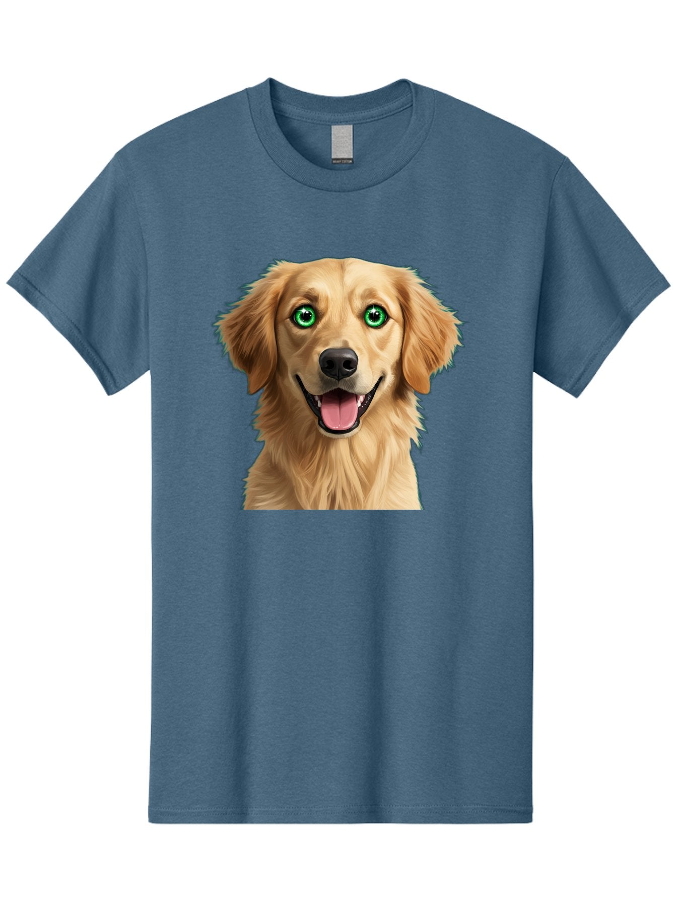 Golden-Retriever-Head-1 Men'S Graphic Tee, 100% Cotton, Comfortable Casual Summer Wear, Machine Washable, Happy Dog, Golden Retriever, Cartoon Dog, Dog Portrait, Friendly Canine, Smiling Dog, Green Eyes, Dog Art, Animal Illustration, Bab985 9