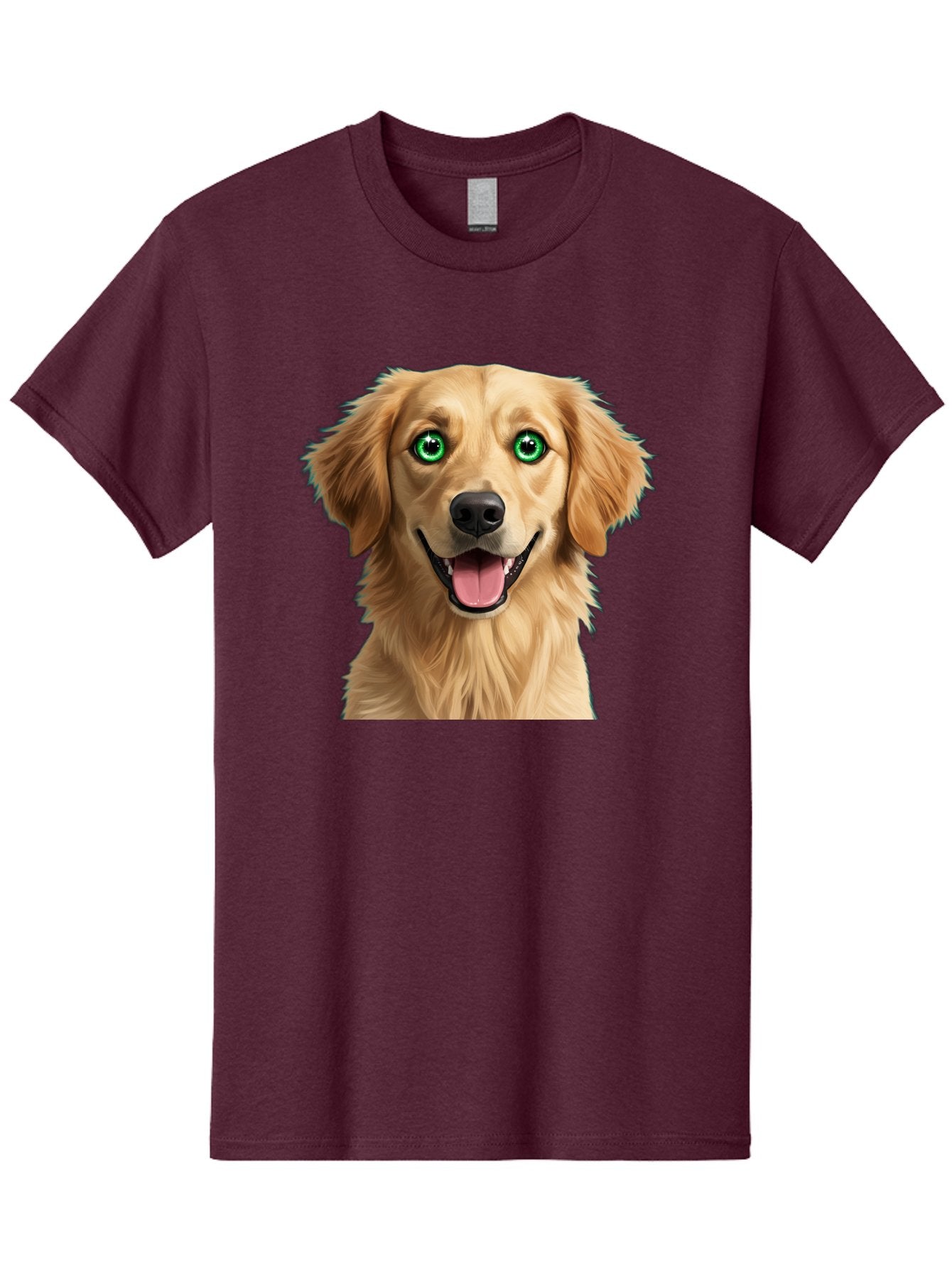 Golden-Retriever-Head-1 Men'S Graphic Tee, 100% Cotton, Comfortable Casual Summer Wear, Machine Washable, Happy Dog, Golden Retriever, Cartoon Dog, Dog Portrait, Friendly Canine, Smiling Dog, Green Eyes, Dog Art, Animal Illustration, Bab985