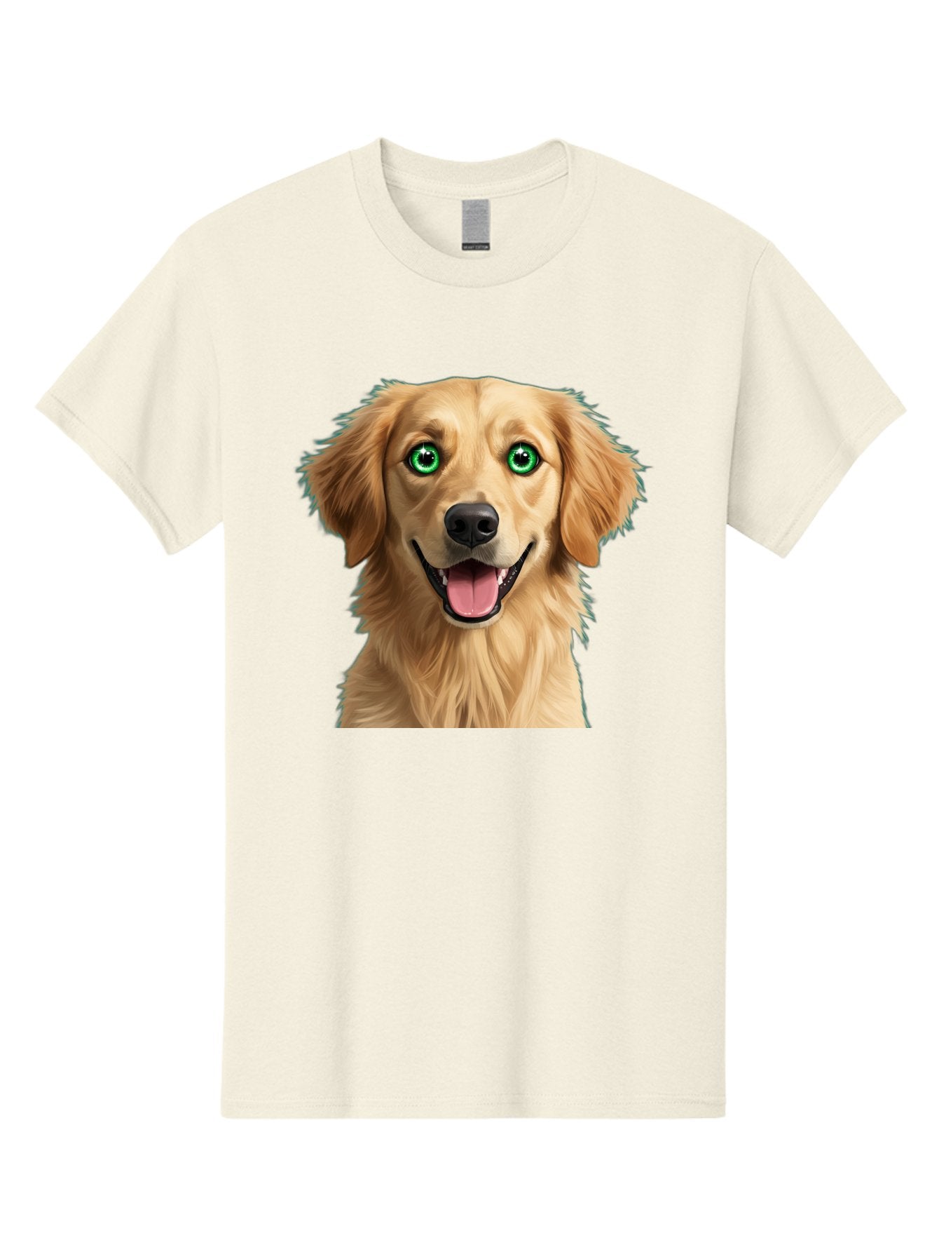 Golden-Retriever-Head-1 Men'S Graphic Tee, 100% Cotton, Comfortable Casual Summer Wear, Machine Washable, Happy Dog, Golden Retriever, Cartoon Dog, Dog Portrait, Friendly Canine, Smiling Dog, Green Eyes, Dog Art, Animal Illustration, Bab985 15