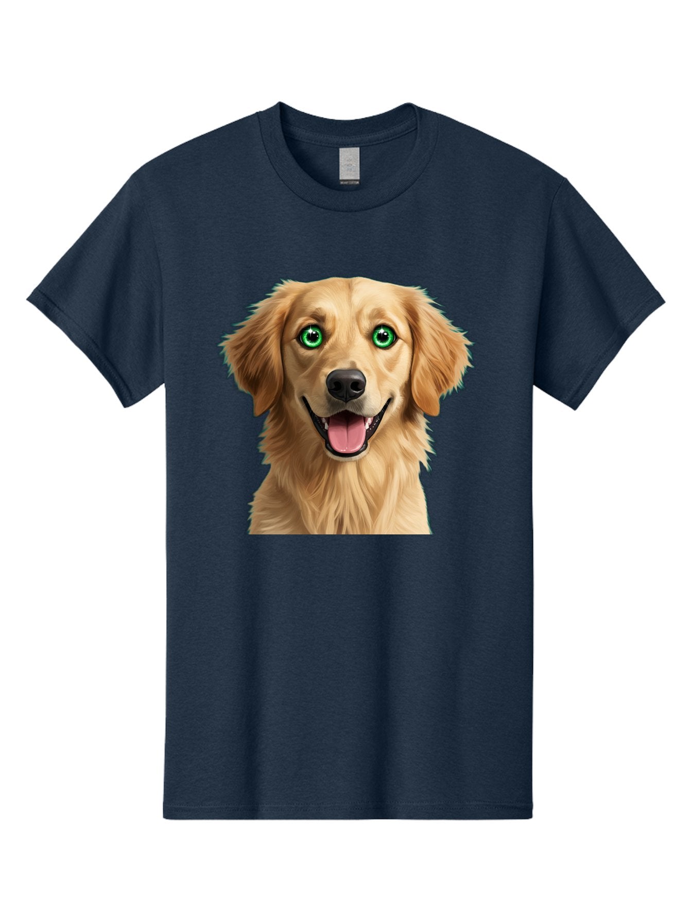 Golden-Retriever-Head-1 Men'S Graphic Tee, 100% Cotton, Comfortable Casual Summer Wear, Machine Washable, Happy Dog, Golden Retriever, Cartoon Dog, Dog Portrait, Friendly Canine, Smiling Dog, Green Eyes, Dog Art, Animal Illustration, Bab985 5