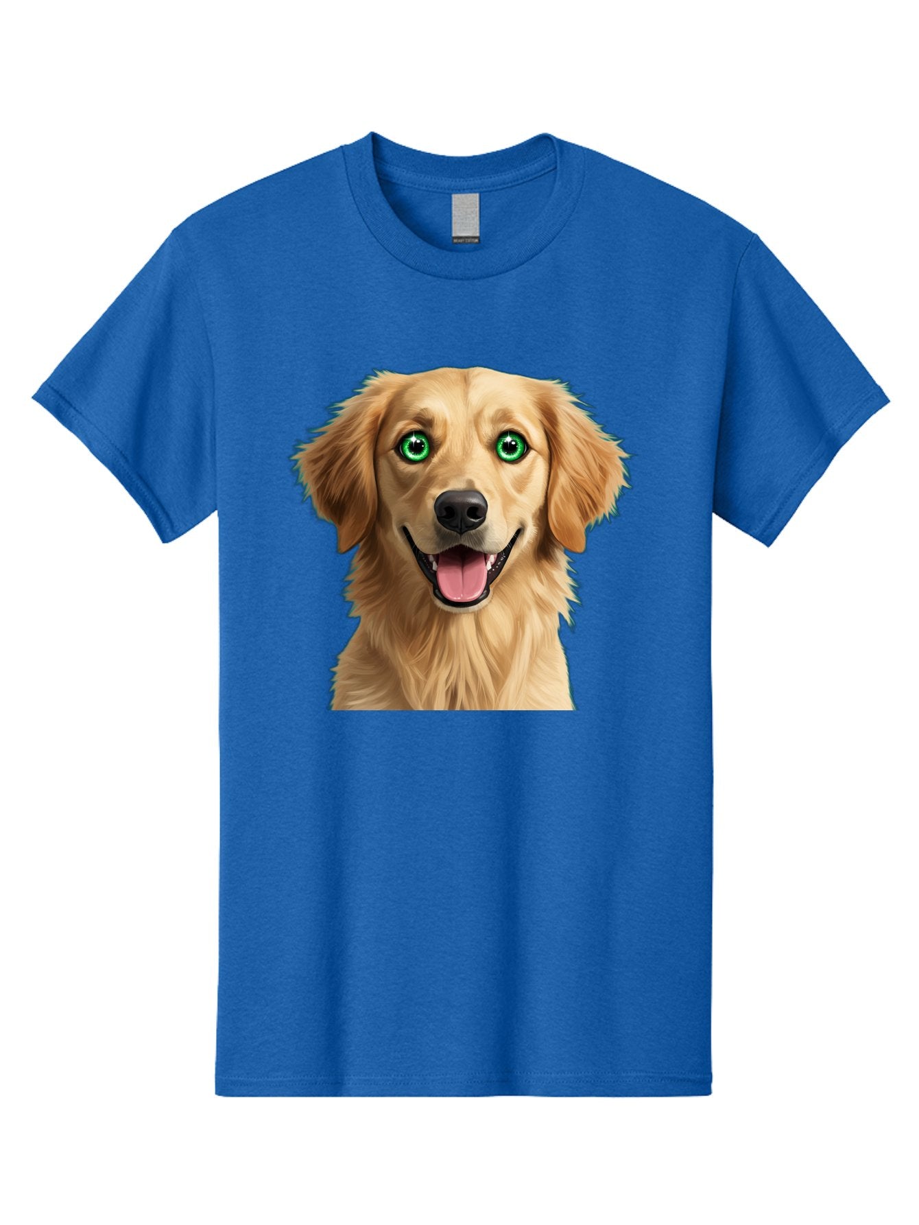 Golden-Retriever-Head-1 Men'S Graphic Tee, 100% Cotton, Comfortable Casual Summer Wear, Machine Washable, Happy Dog, Golden Retriever, Cartoon Dog, Dog Portrait, Friendly Canine, Smiling Dog, Green Eyes, Dog Art, Animal Illustration, Bab985 4