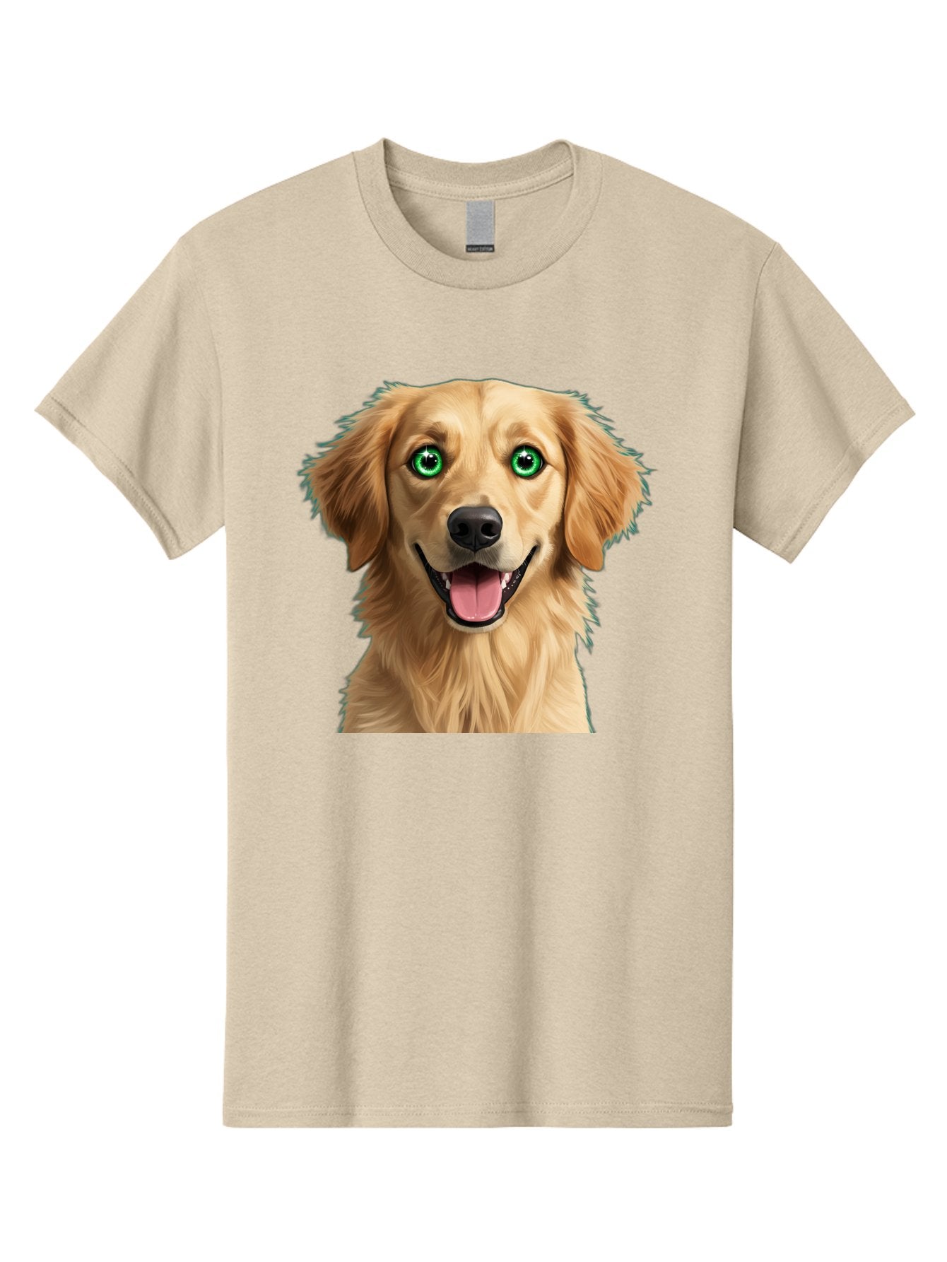 Golden-Retriever-Head-1 Men'S Graphic Tee, 100% Cotton, Comfortable Casual Summer Wear, Machine Washable, Happy Dog, Golden Retriever, Cartoon Dog, Dog Portrait, Friendly Canine, Smiling Dog, Green Eyes, Dog Art, Animal Illustration, Bab985 14