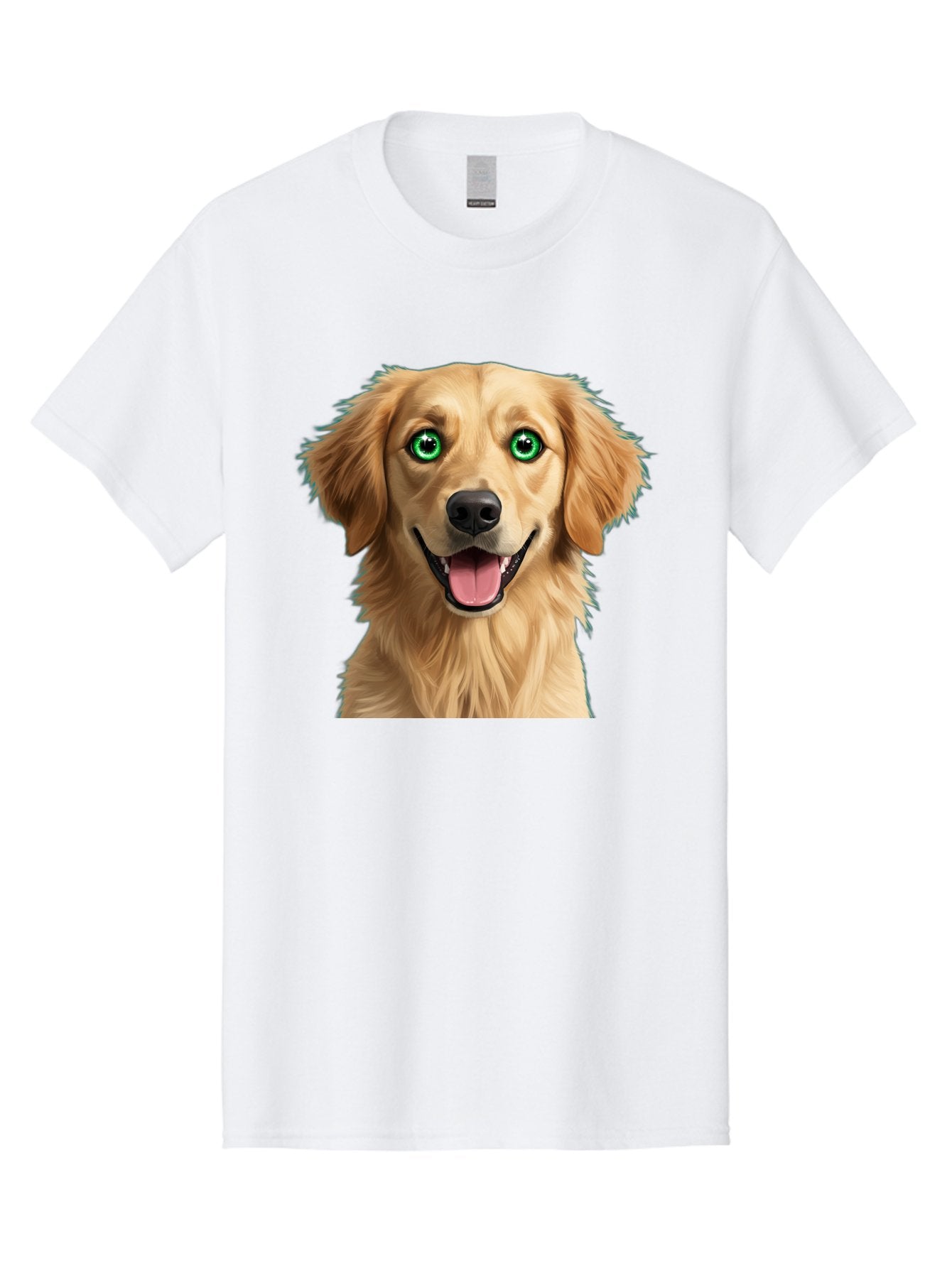 Golden-Retriever-Head-1 Men'S Graphic Tee, 100% Cotton, Comfortable Casual Summer Wear, Machine Washable, Happy Dog, Golden Retriever, Cartoon Dog, Dog Portrait, Friendly Canine, Smiling Dog, Green Eyes, Dog Art, Animal Illustration, Bab985 3