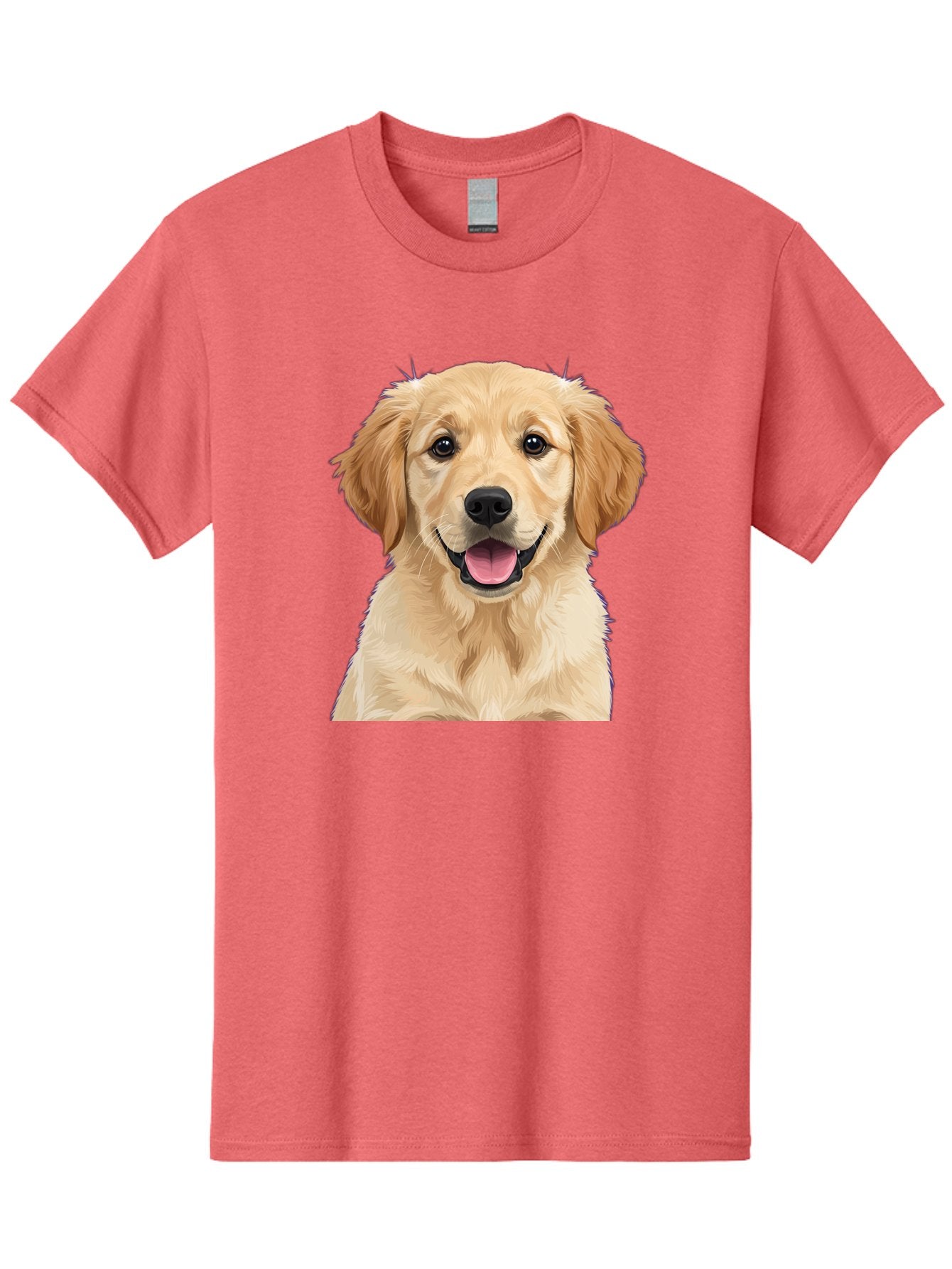 Golden-Retriever-Puppy-2 Men'S Graphic Tee, 100% Cotton, Comfortable Casual Summer Wear, Machine Washable, Happy Golden Retriever, Cute Puppy, Dog Portrait, Friendly Animal, Playful Pet, Adorable Face, Fluffy Fur, Joyful Expression, Bab989 15