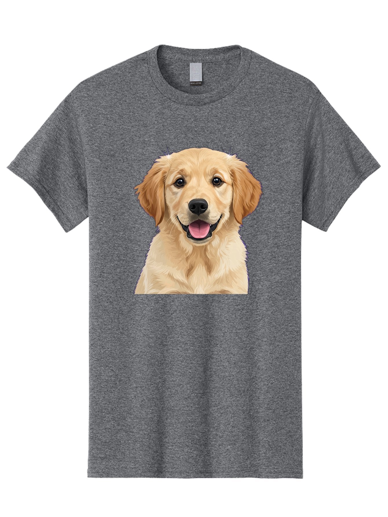 Golden-Retriever-Puppy-2 Men'S Graphic Tee, 100% Cotton, Comfortable Casual Summer Wear, Machine Washable, Happy Golden Retriever, Cute Puppy, Dog Portrait, Friendly Animal, Playful Pet, Adorable Face, Fluffy Fur, Joyful Expression, Bab989 5