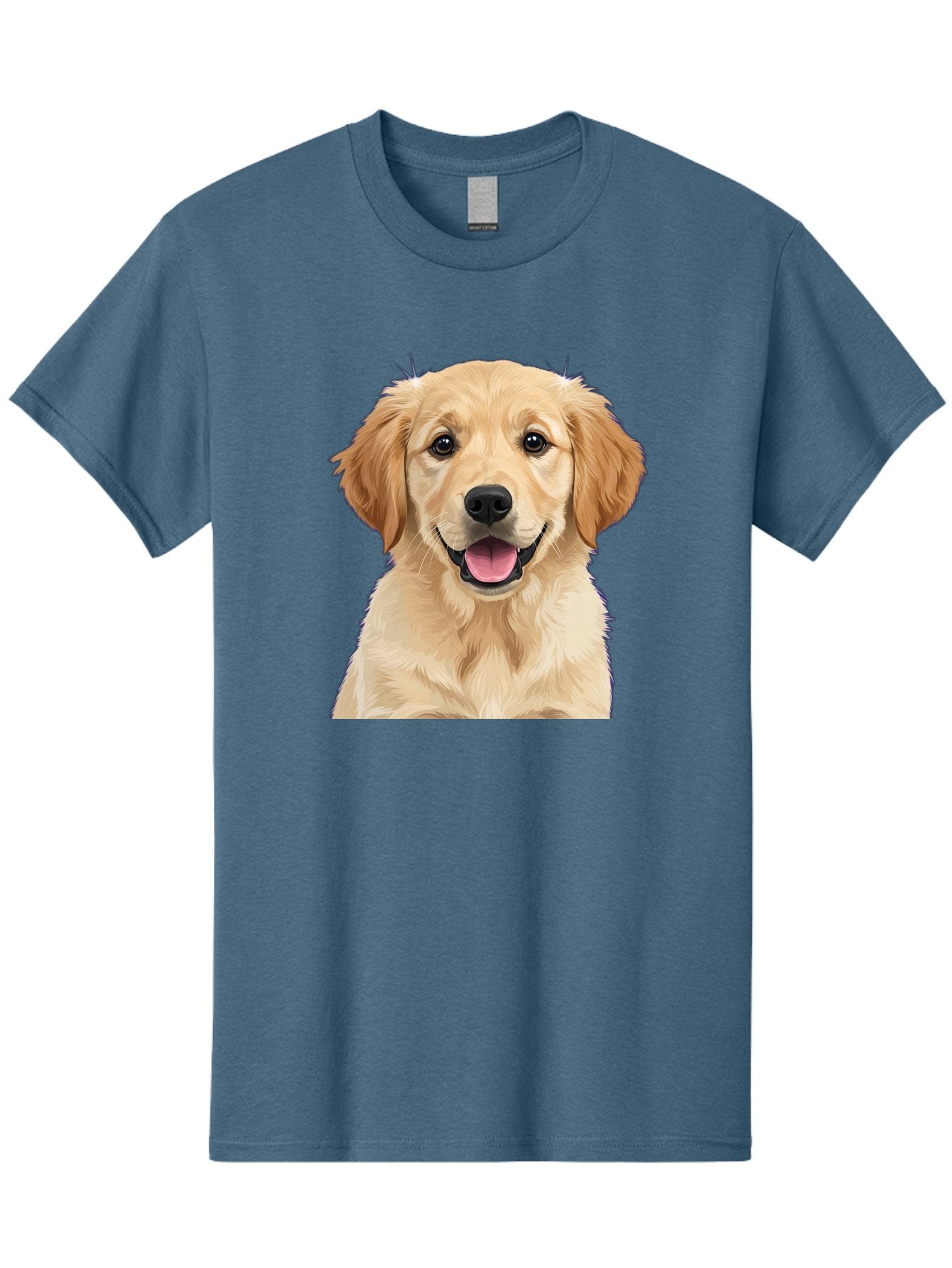 Golden-Retriever-Puppy-2 Men'S Graphic Tee, 100% Cotton, Comfortable Casual Summer Wear, Machine Washable, Happy Golden Retriever, Cute Puppy, Dog Portrait, Friendly Animal, Playful Pet, Adorable Face, Fluffy Fur, Joyful Expression, Bab989