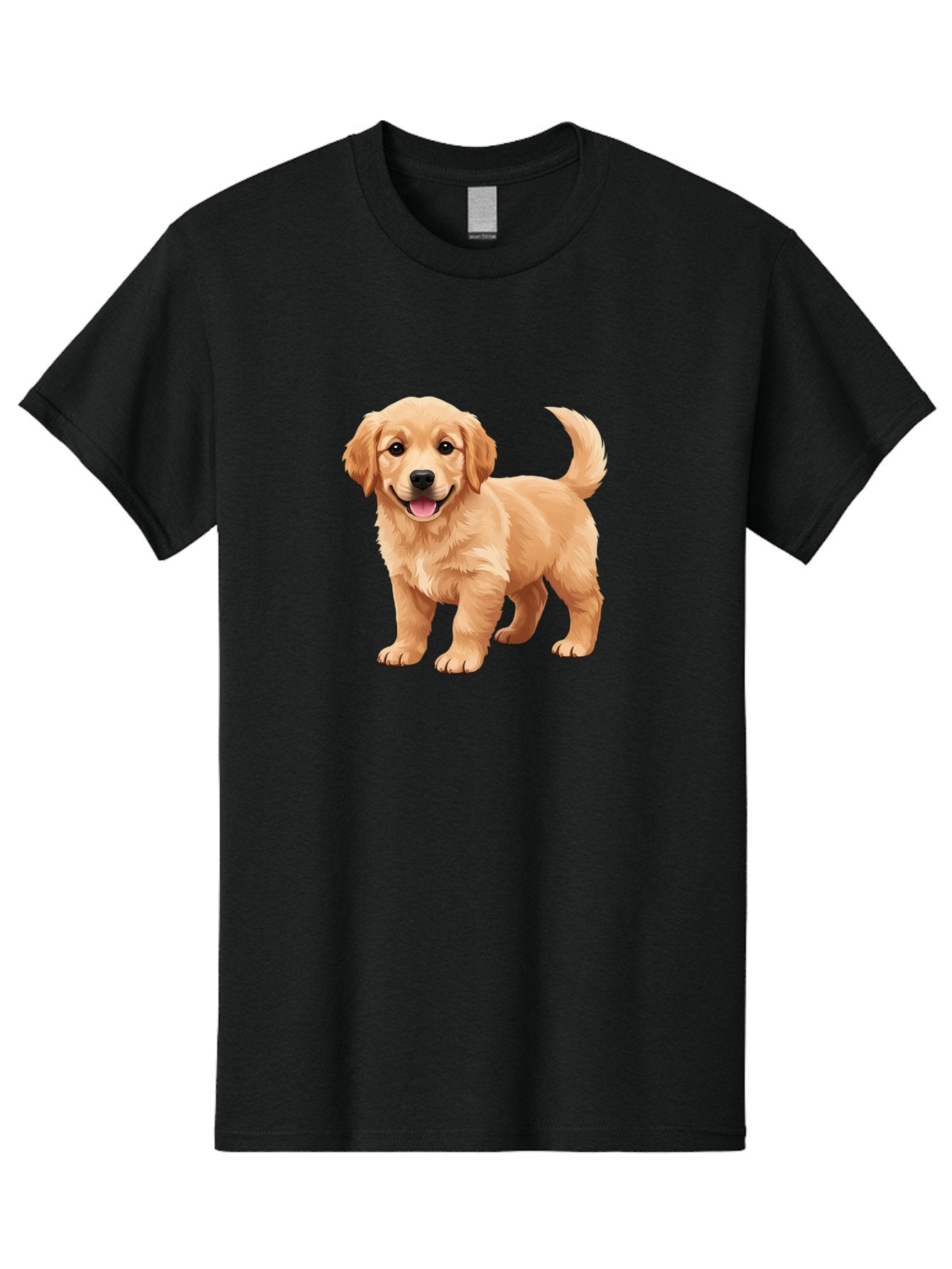 Golden-Retriever-Puppy-3 Men'S Graphic Tee, 100% Cotton, Comfortable Casual Summer Wear, Machine Washable, Golden Retriever Puppy, Dog Portrait, Playful Dog, Happy Puppy, Furry Friend, Dog'S Smile, Tail Wagging, Adorable Pet, Cartoon Dog, Bab990 5