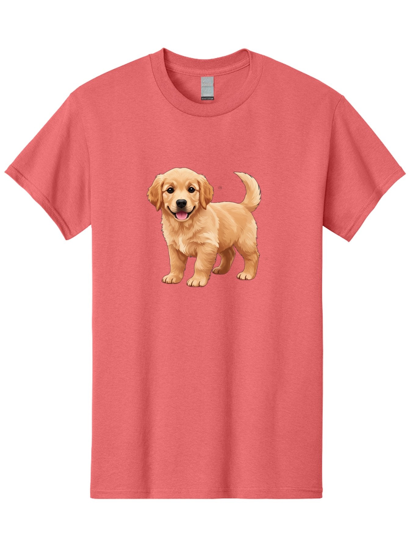 Golden-Retriever-Puppy-3 Men'S Graphic Tee, 100% Cotton, Comfortable Casual Summer Wear, Machine Washable, Golden Retriever Puppy, Dog Portrait, Playful Dog, Happy Puppy, Furry Friend, Dog'S Smile, Tail Wagging, Adorable Pet, Cartoon Dog, Bab990 10