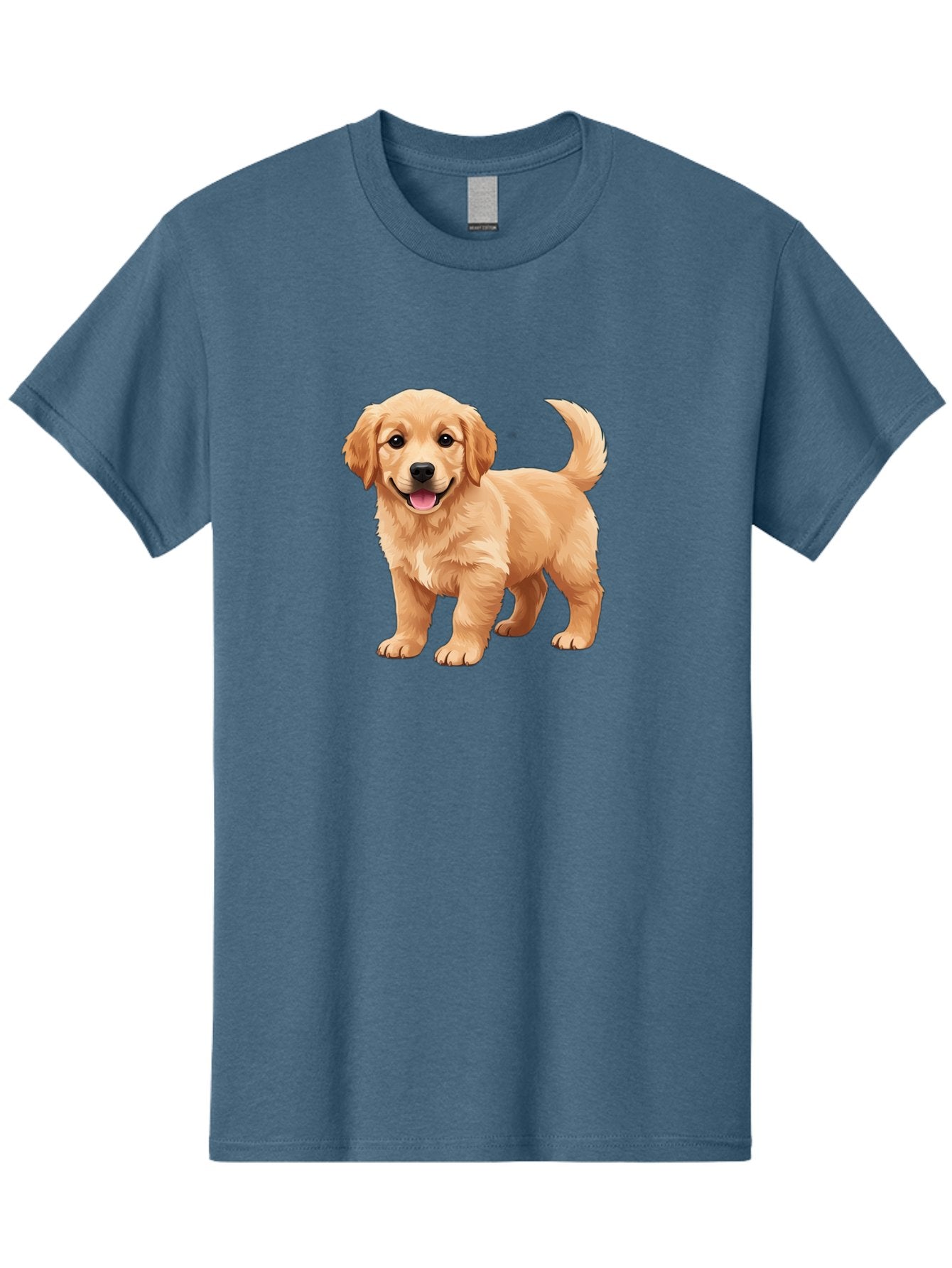 Golden-Retriever-Puppy-3 Men'S Graphic Tee, 100% Cotton, Comfortable Casual Summer Wear, Machine Washable, Golden Retriever Puppy, Dog Portrait, Playful Dog, Happy Puppy, Furry Friend, Dog'S Smile, Tail Wagging, Adorable Pet, Cartoon Dog, Bab990 4