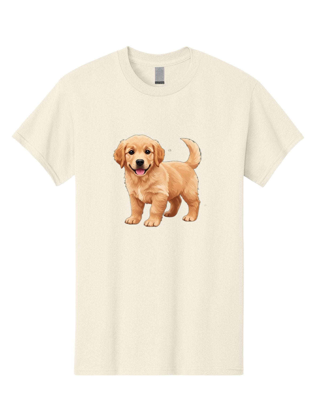Golden-Retriever-Puppy-3 Men'S Graphic Tee, 100% Cotton, Comfortable Casual Summer Wear, Machine Washable, Golden Retriever Puppy, Dog Portrait, Playful Dog, Happy Puppy, Furry Friend, Dog'S Smile, Tail Wagging, Adorable Pet, Cartoon Dog, Bab990 14