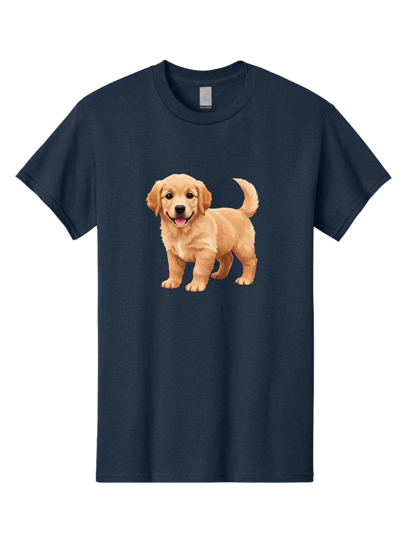 Golden-Retriever-Puppy-3 Men'S Graphic Tee, 100% Cotton, Comfortable Casual Summer Wear, Machine Washable, Golden Retriever Puppy, Dog Portrait, Playful Dog, Happy Puppy, Furry Friend, Dog'S Smile, Tail Wagging, Adorable Pet, Cartoon Dog, Bab990 15