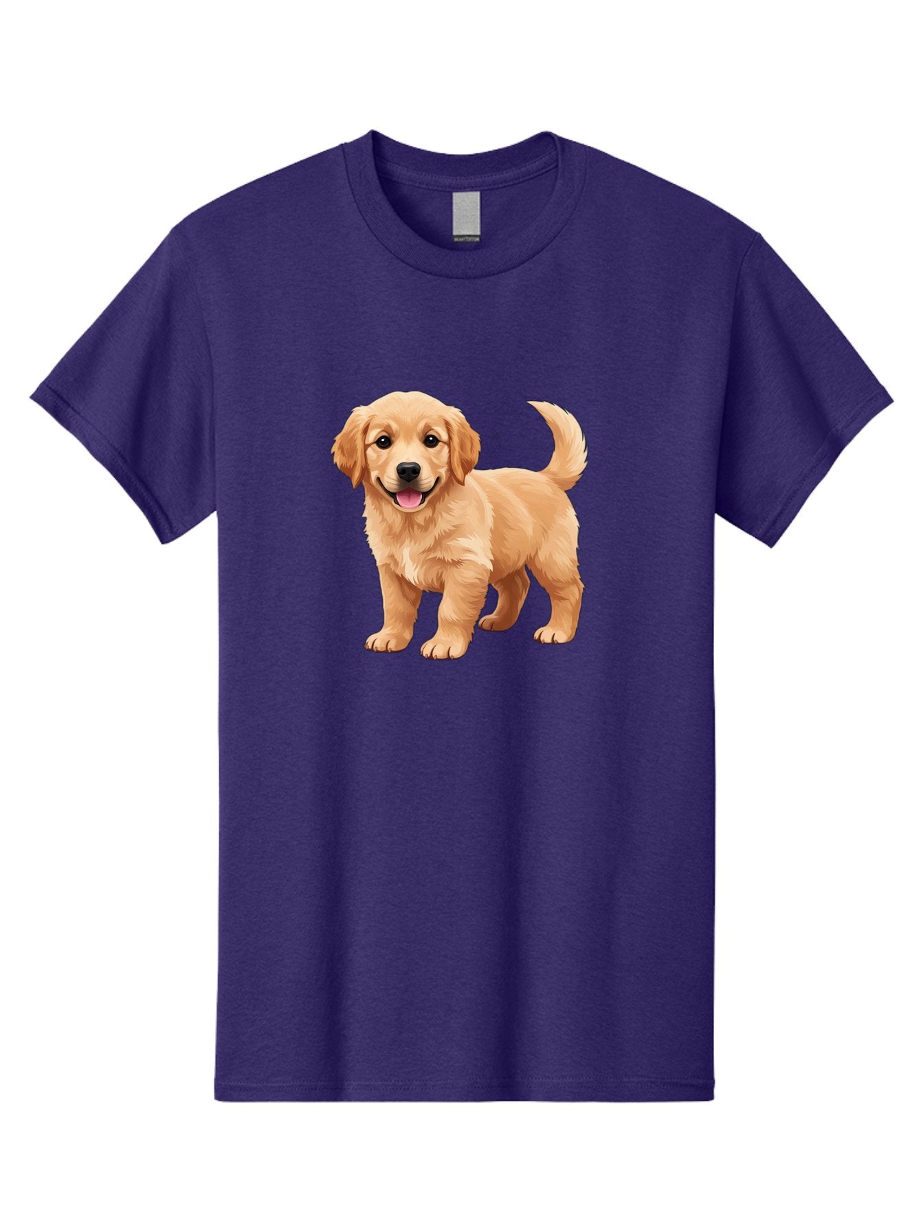 Golden-Retriever-Puppy-3 Men'S Graphic Tee, 100% Cotton, Comfortable Casual Summer Wear, Machine Washable, Golden Retriever Puppy, Dog Portrait, Playful Dog, Happy Puppy, Furry Friend, Dog'S Smile, Tail Wagging, Adorable Pet, Cartoon Dog, Bab990